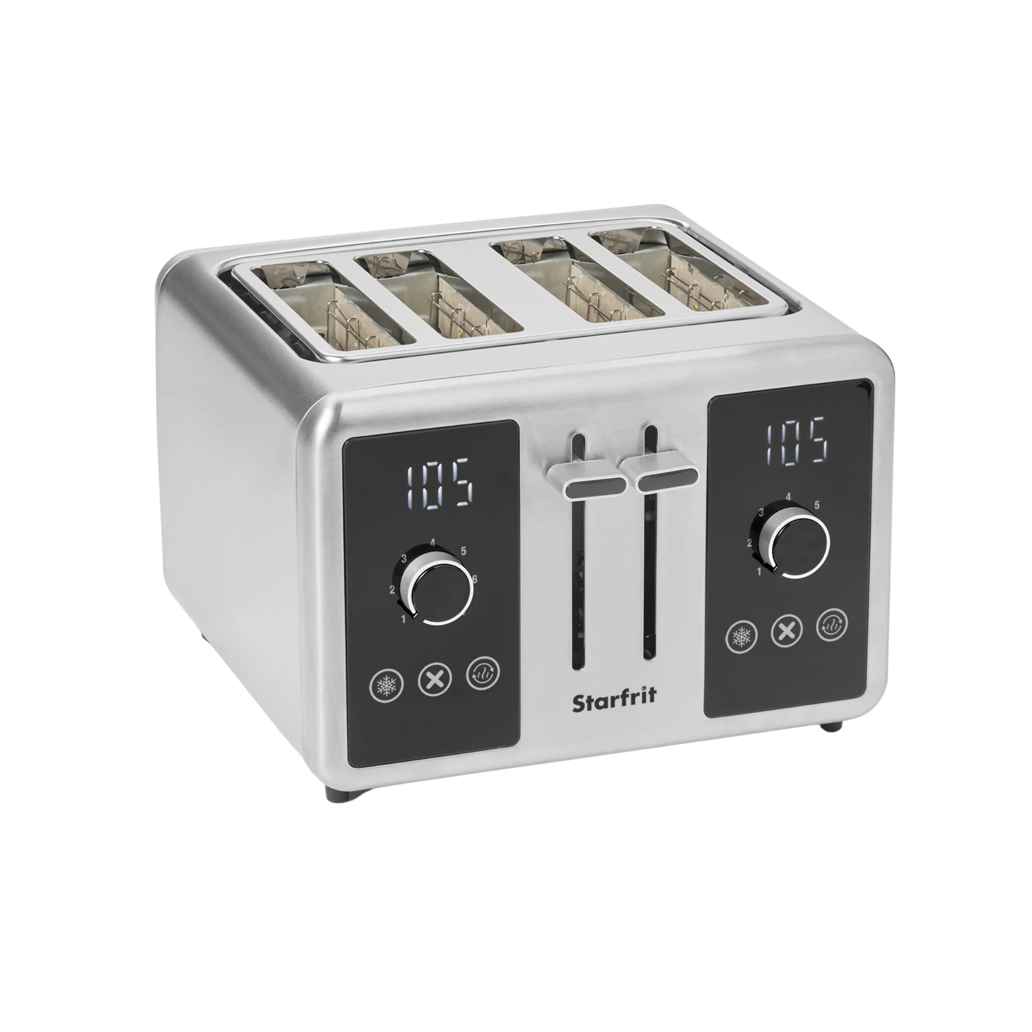 Grille-Pain 4 Tranches Steinborg XXL Acier Inox - Grille Viennoiseries & LED Bleu