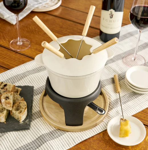 Ensemble à fondue en fonte Blanc Eugène Allard Cuisine et Tendances