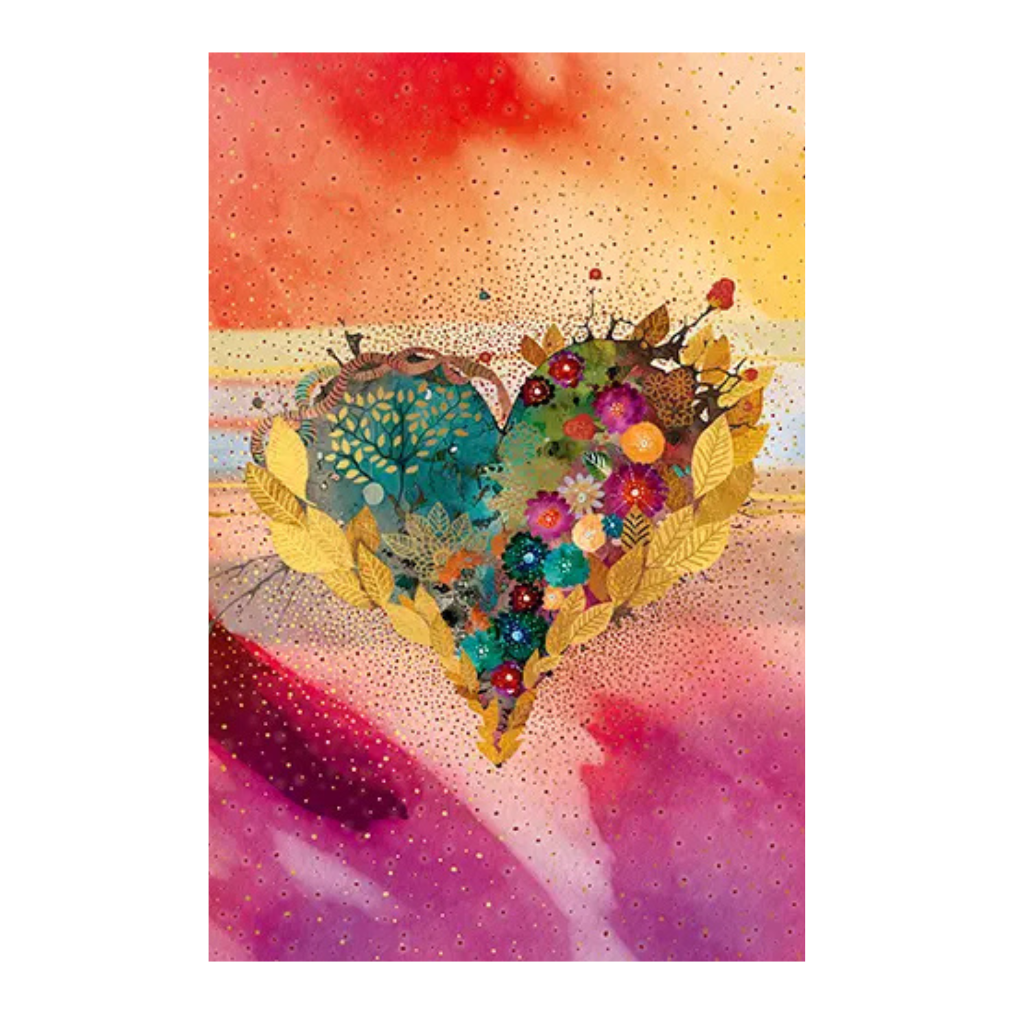 5x7 Gold Floral Heart Greeting Card
