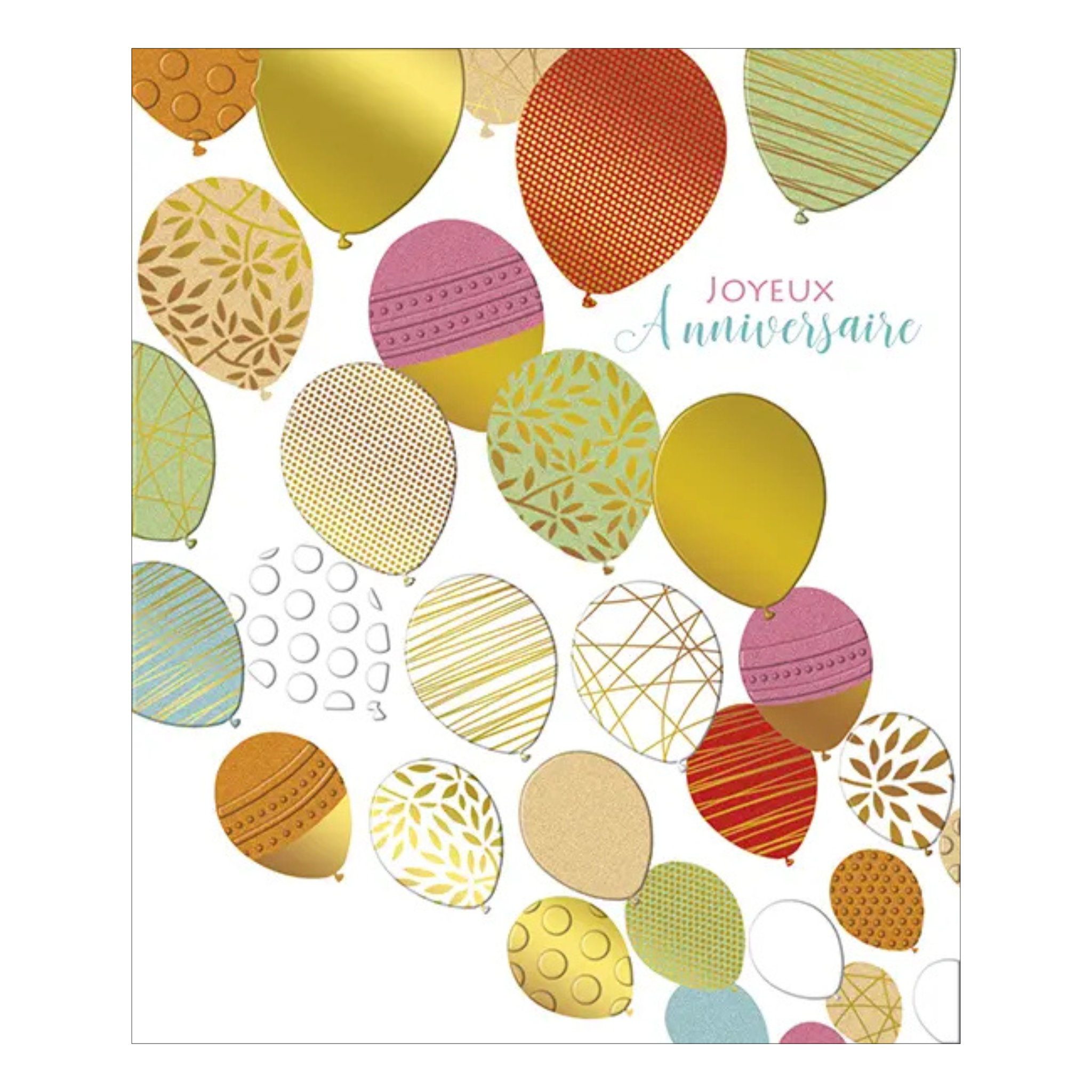 Gold &amp; Colorful Balloons Birthday Card 5x6