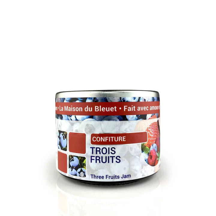 Confiture aux trois fruits 106ml - La maison du bleuet
