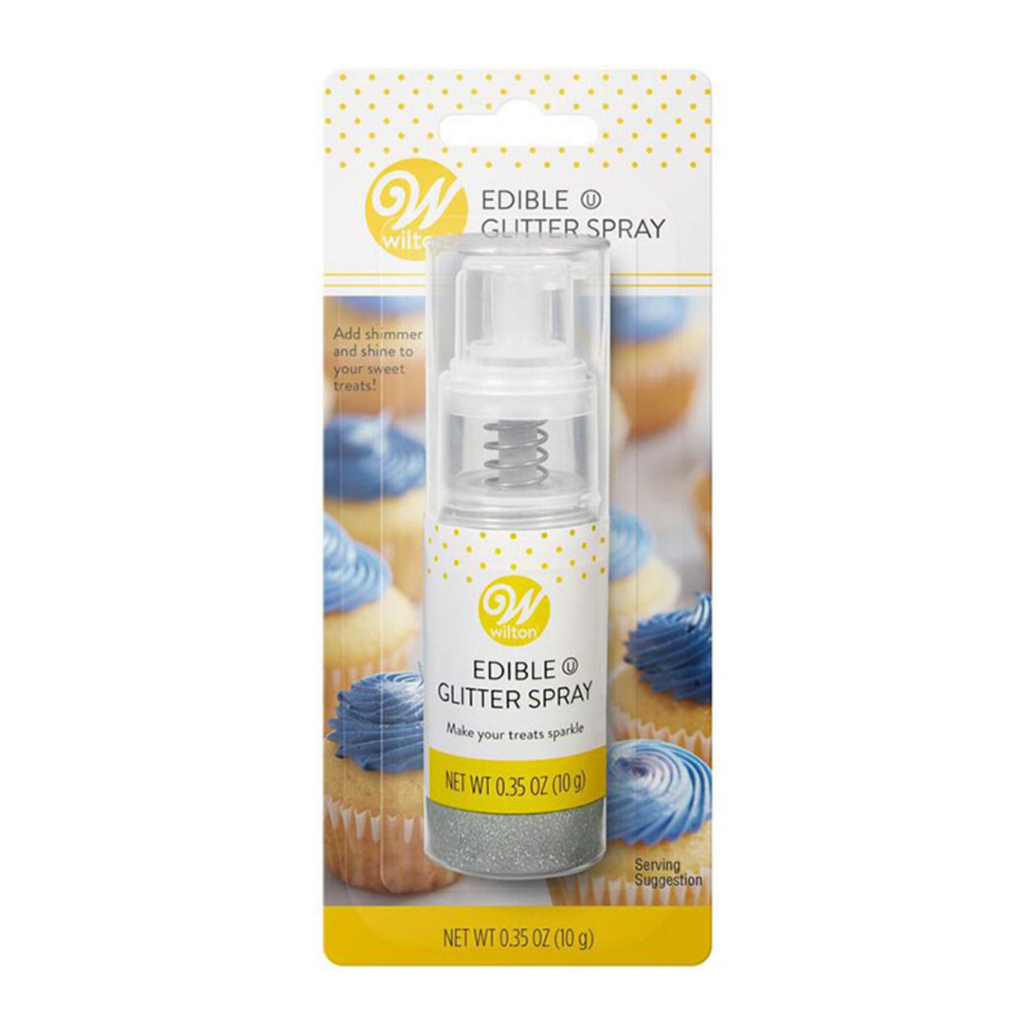 Poudre brillante comestible argentée en spray 10 g - Wilton