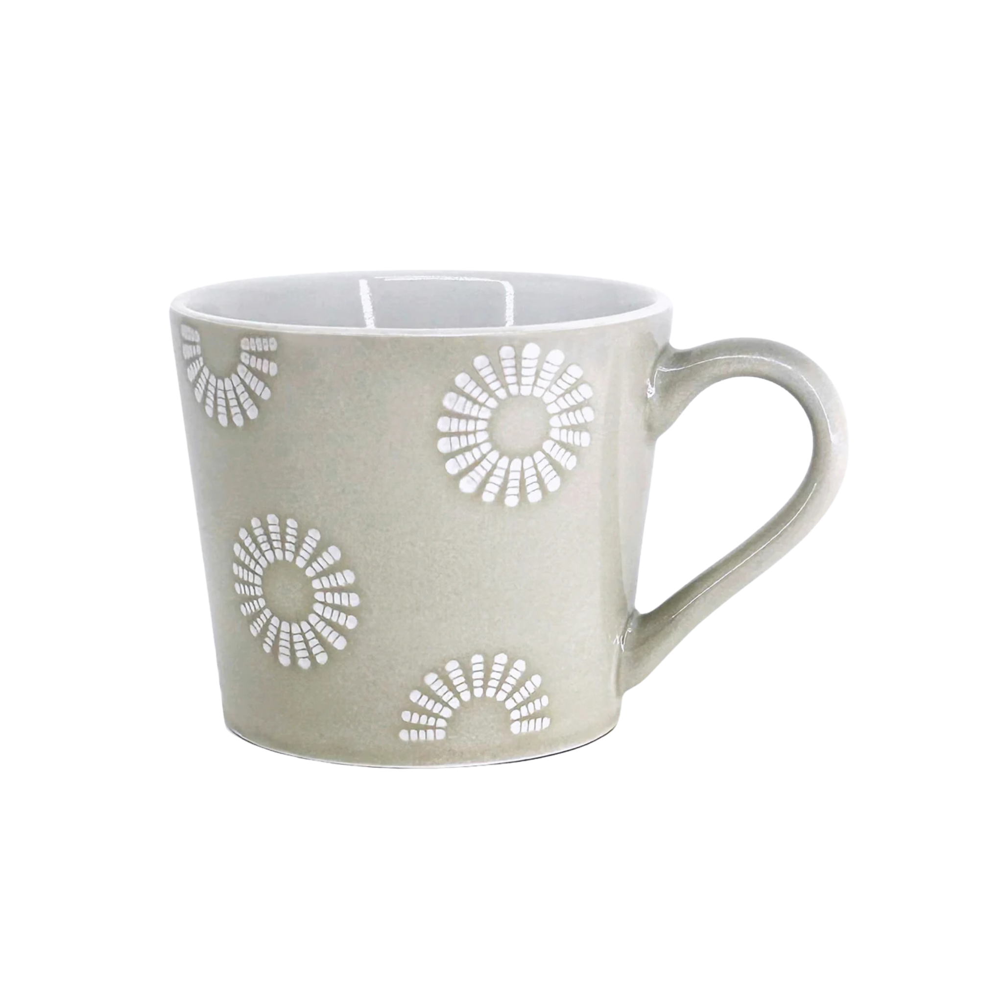 Tasse en grès Beige motif pissenlits 350 ml