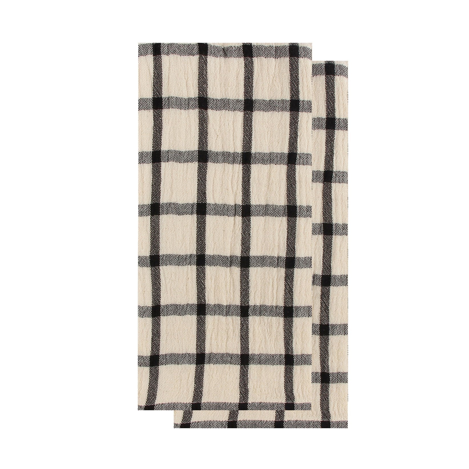 Ensemble de 2 serviettes à vaisselle à carreaux Noir et blanc