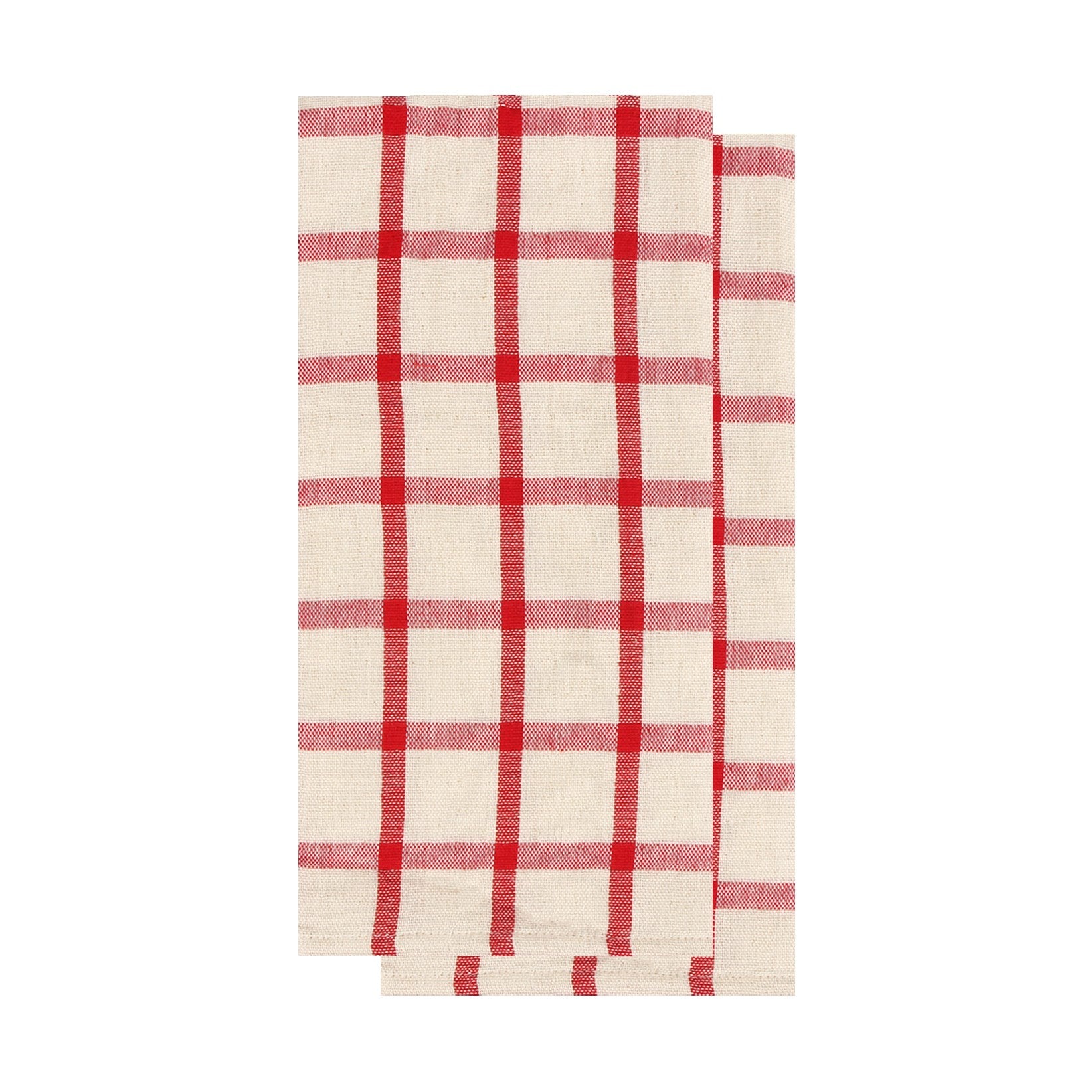 Ensemble de 2 serviettes à vaisselle à carreaux Rouge et blanc