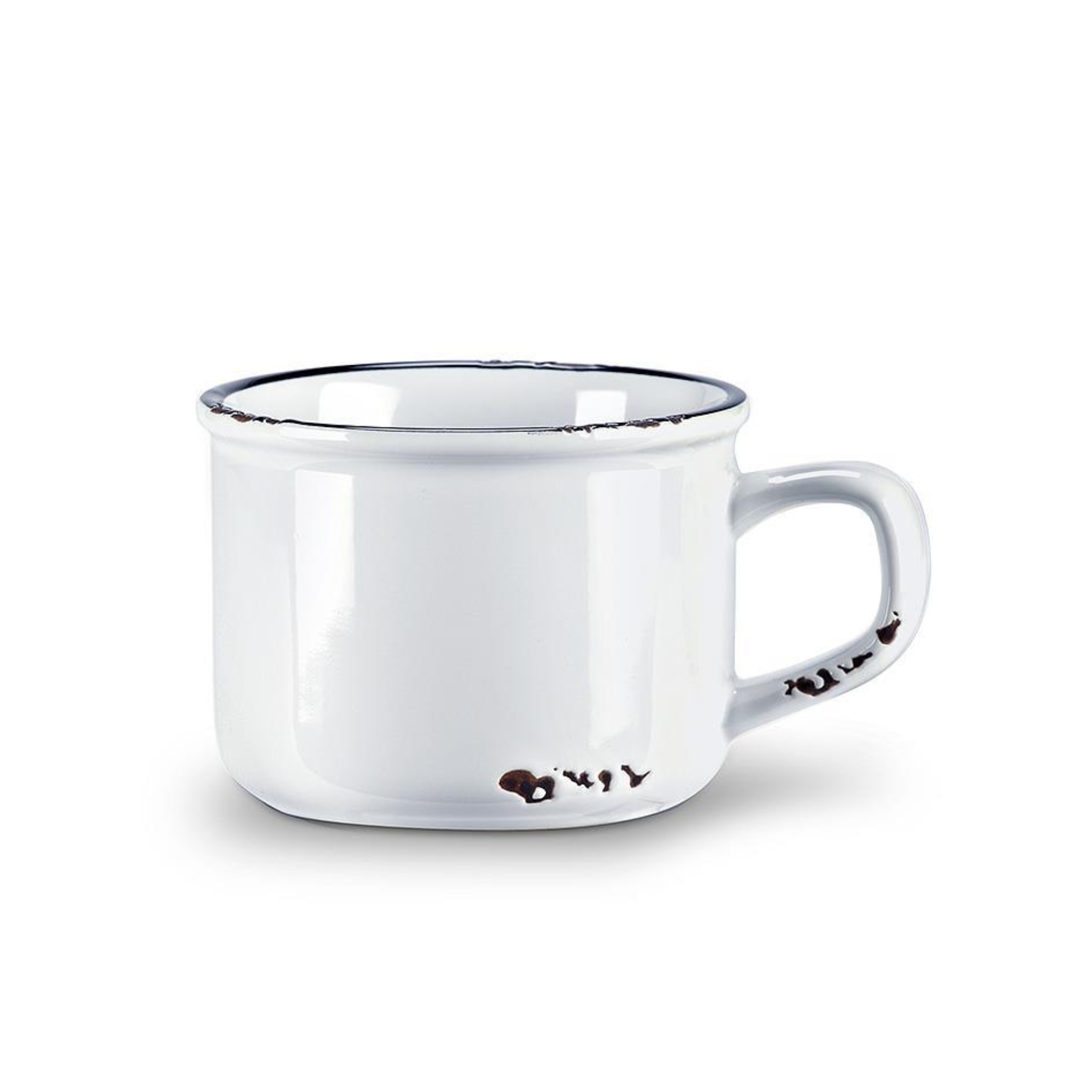 Tasse à cappuccino effet émaillé Blanche 8 oz