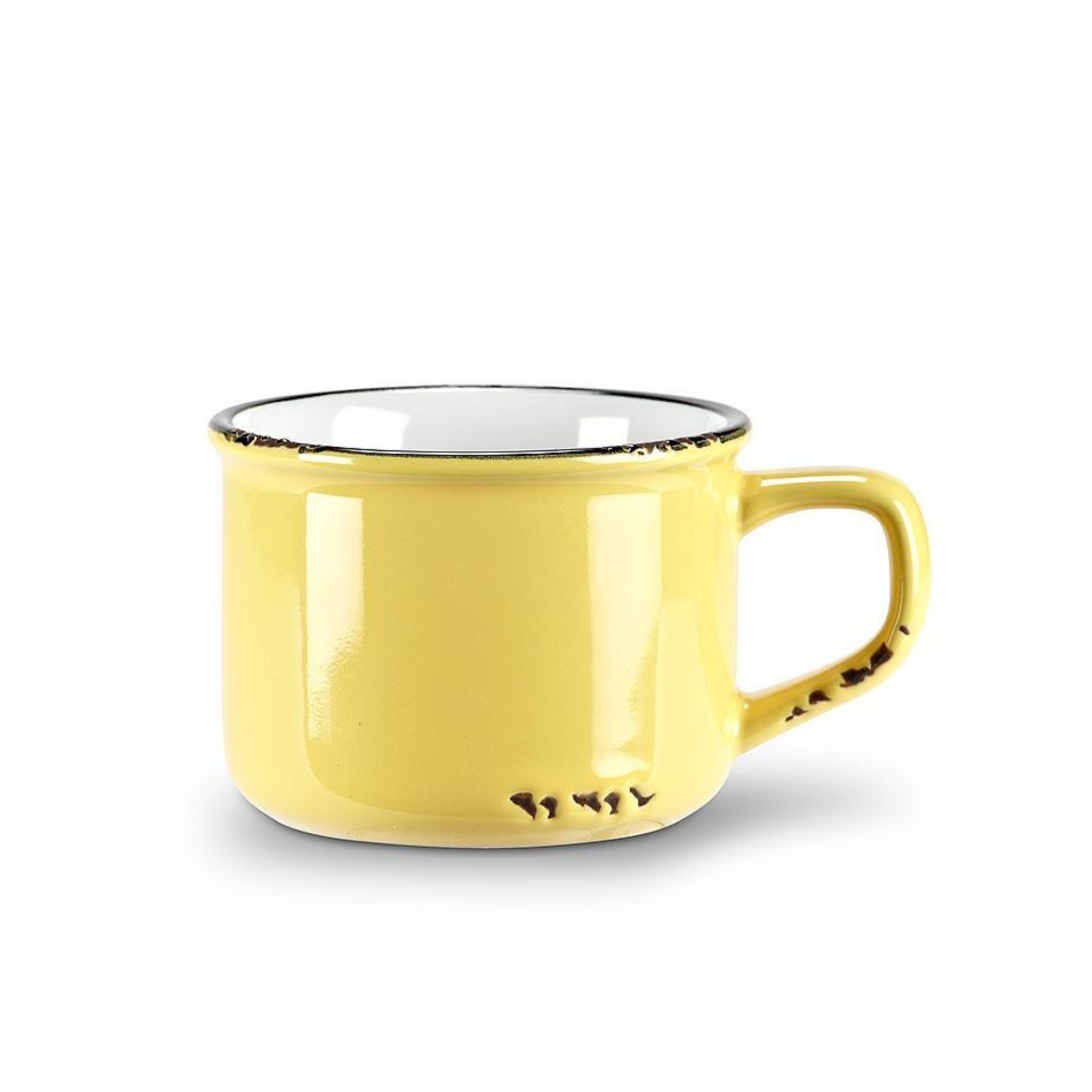 Tasse à cappuccino effet émaillé Jaune 8 oz
