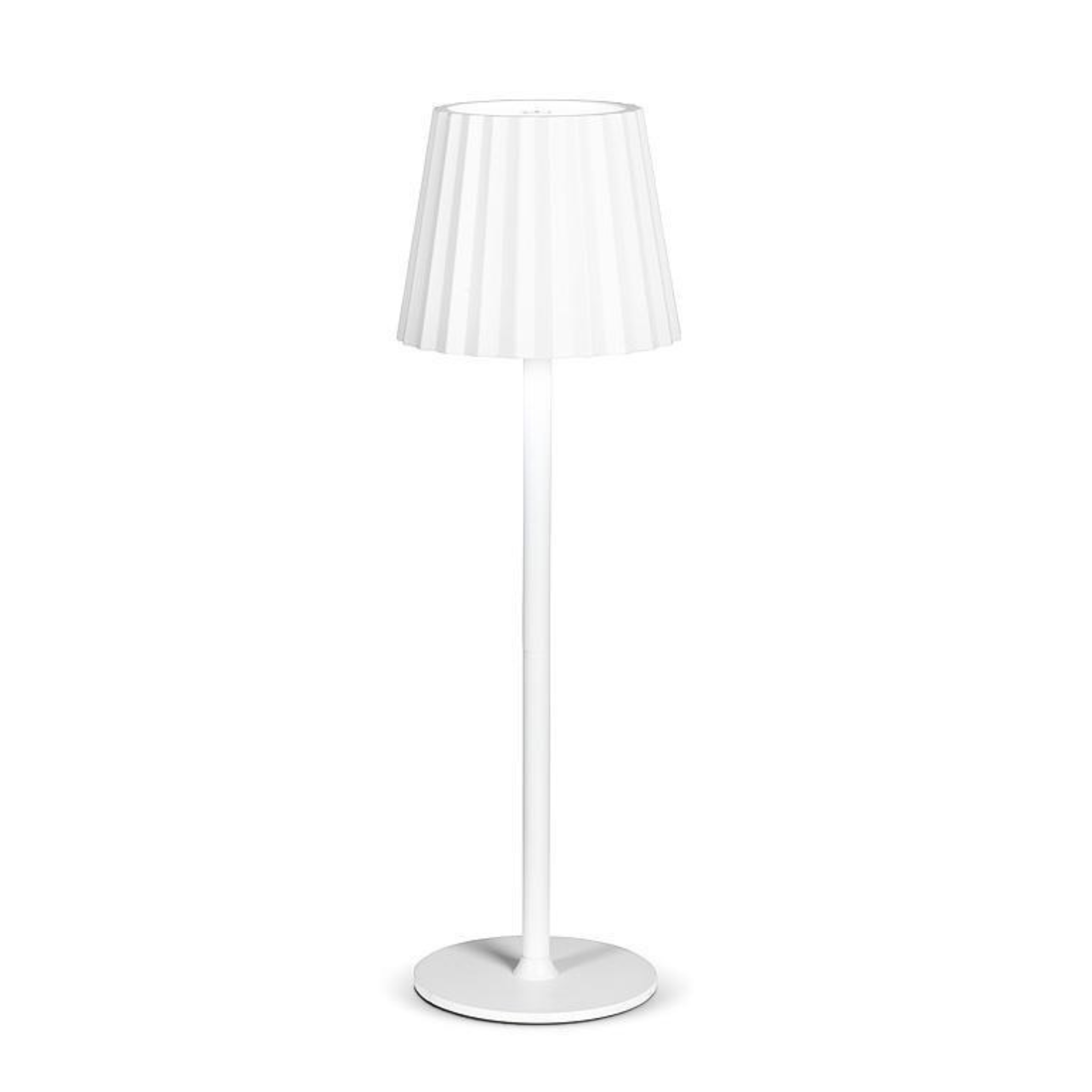 Lampe de table LED avec abat-jour cannelé Blanche