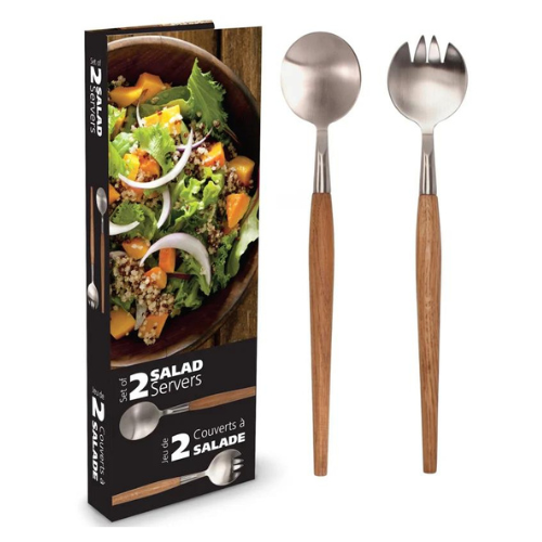 Ensemble de 2 couverts à salade en acacia
