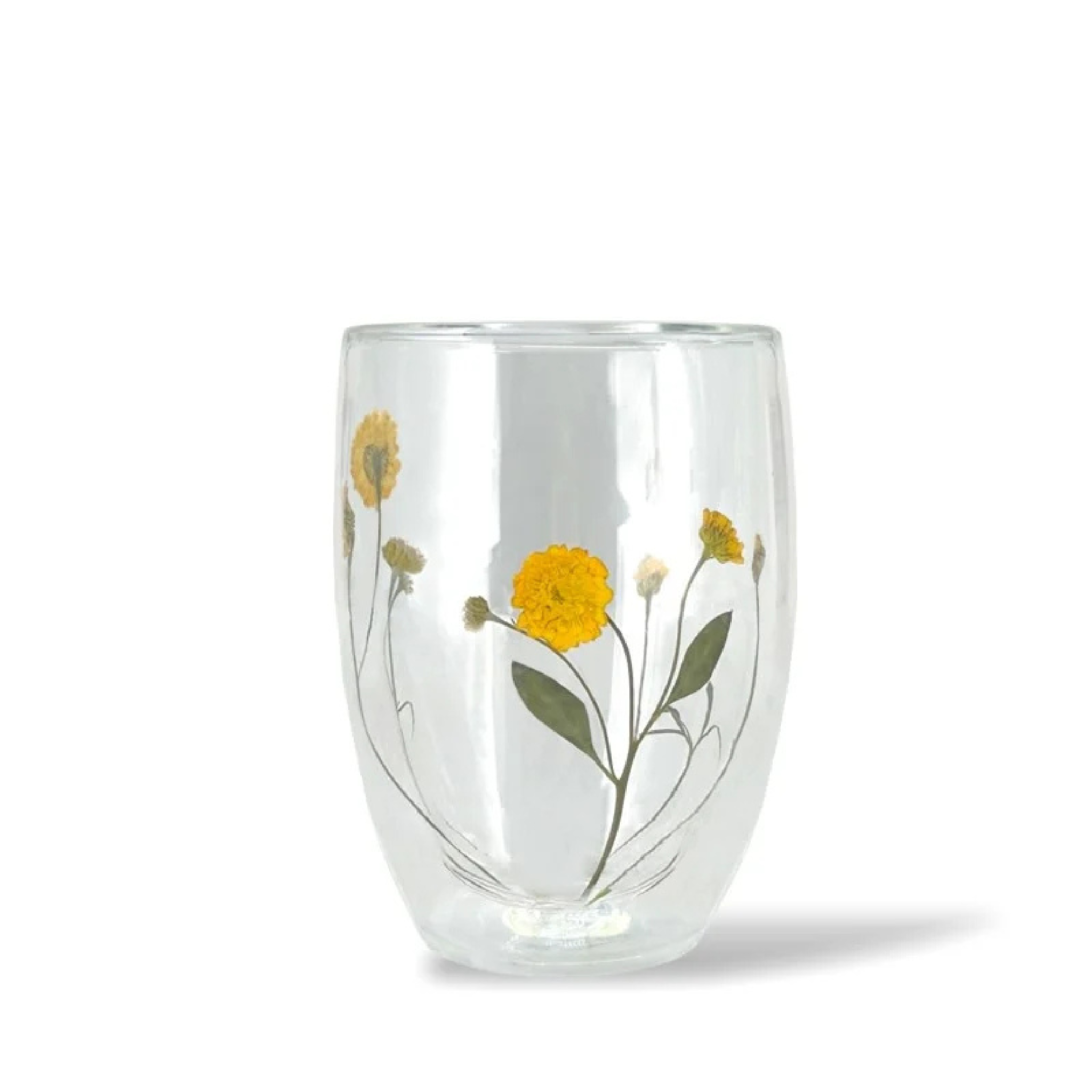 Tasse à double paroi fleurs jaunes 350 ml