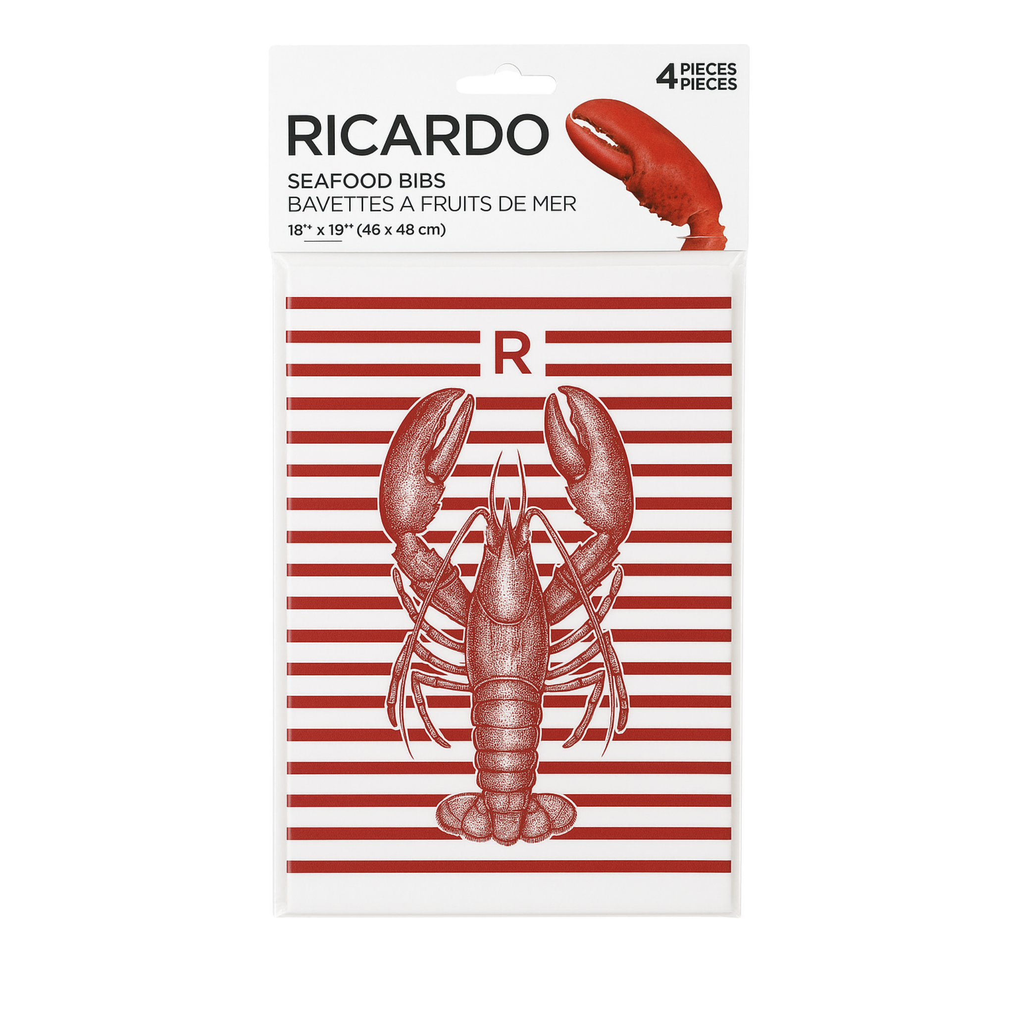 Ensemble de 4 bavettes à fruit de mer 18x19" - Ricardo