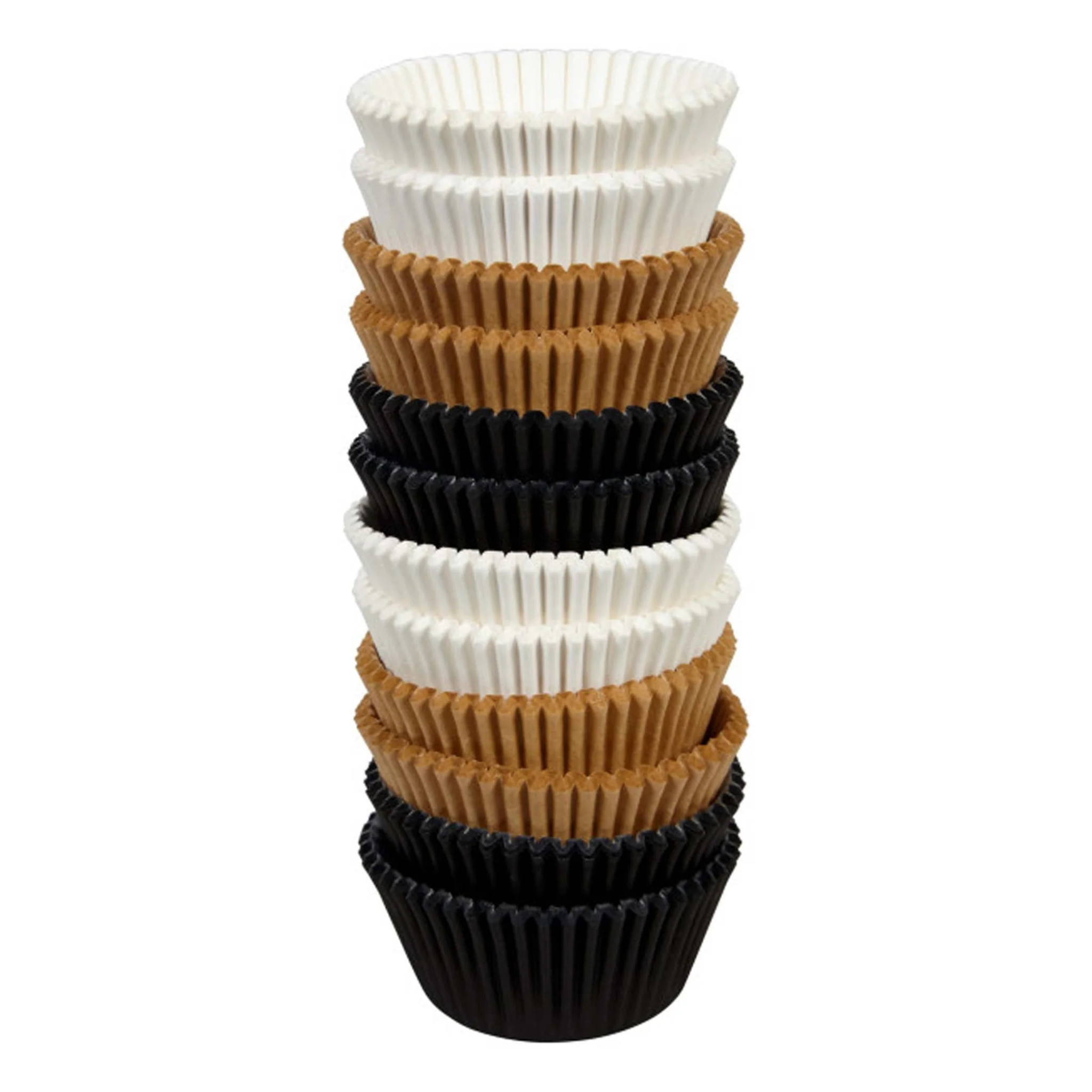 Ensemble de 300 caissettes à cupcakes Blanc, Noir et Kraft - Wilton