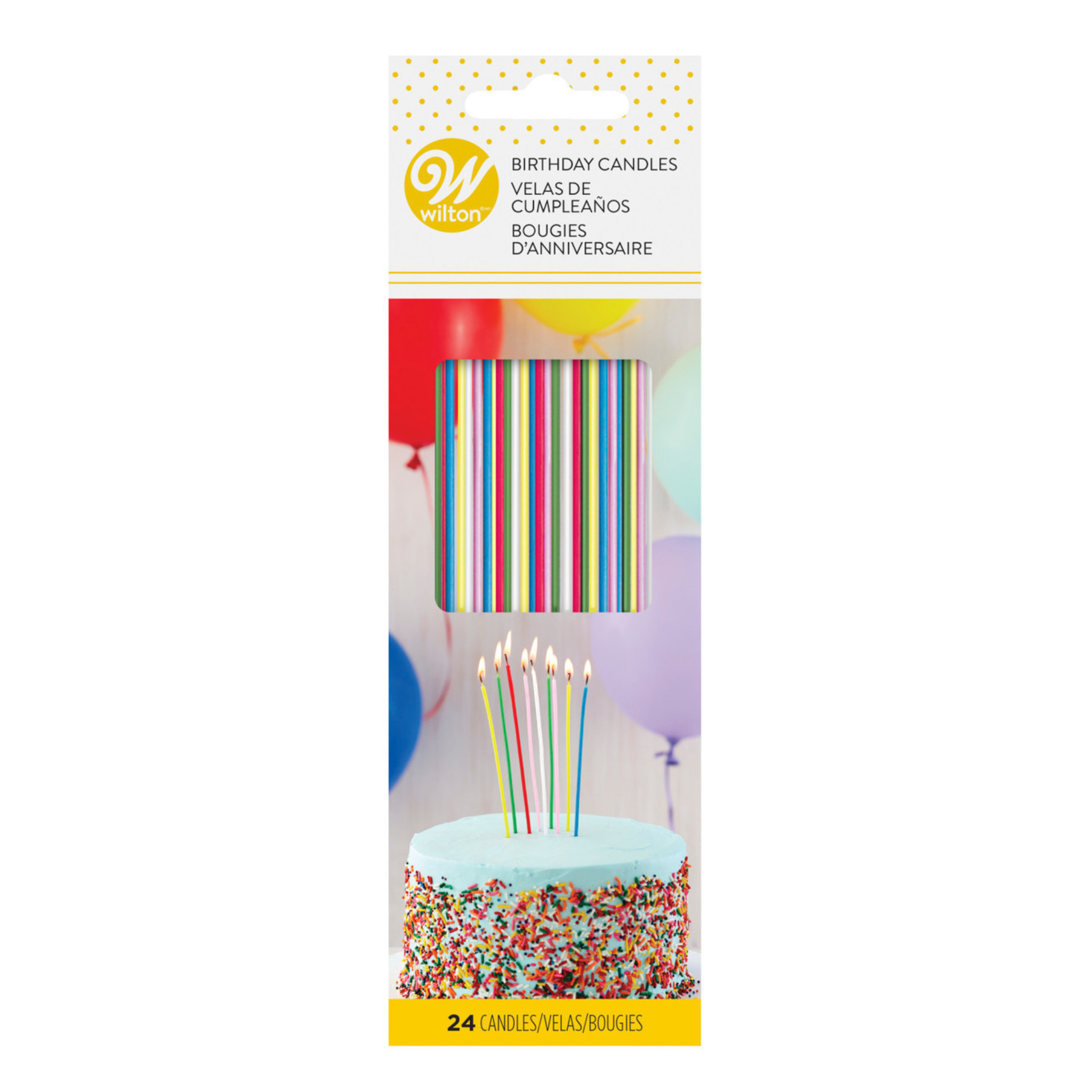 Ensemble de 24 bougies d'anniversaire colorées - Wilton