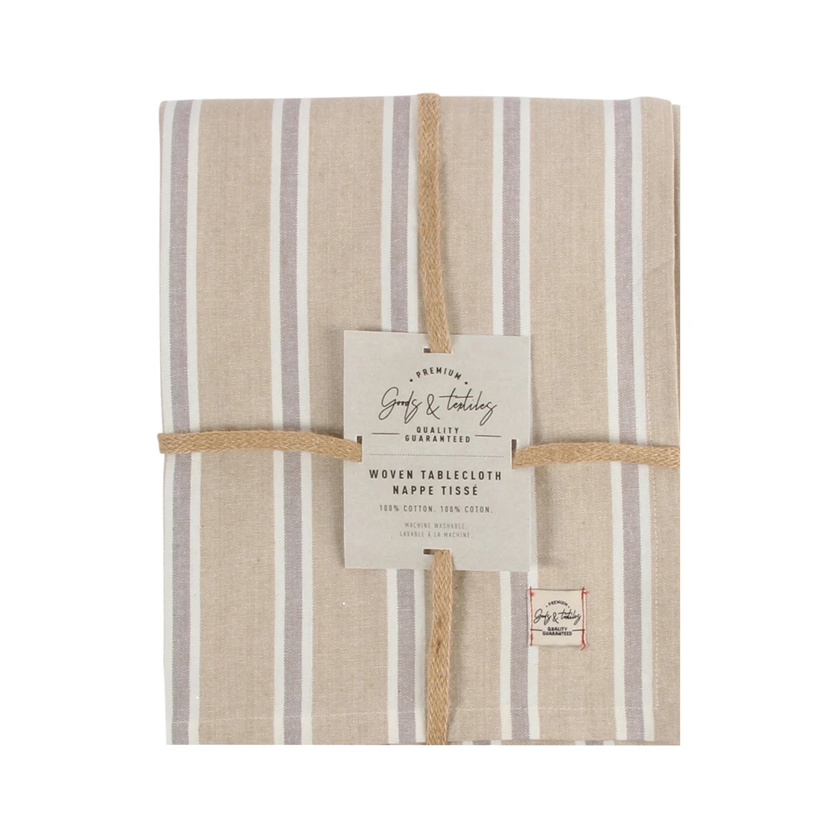 Nappe en coton Beige et gris Logan 60 x 90 po