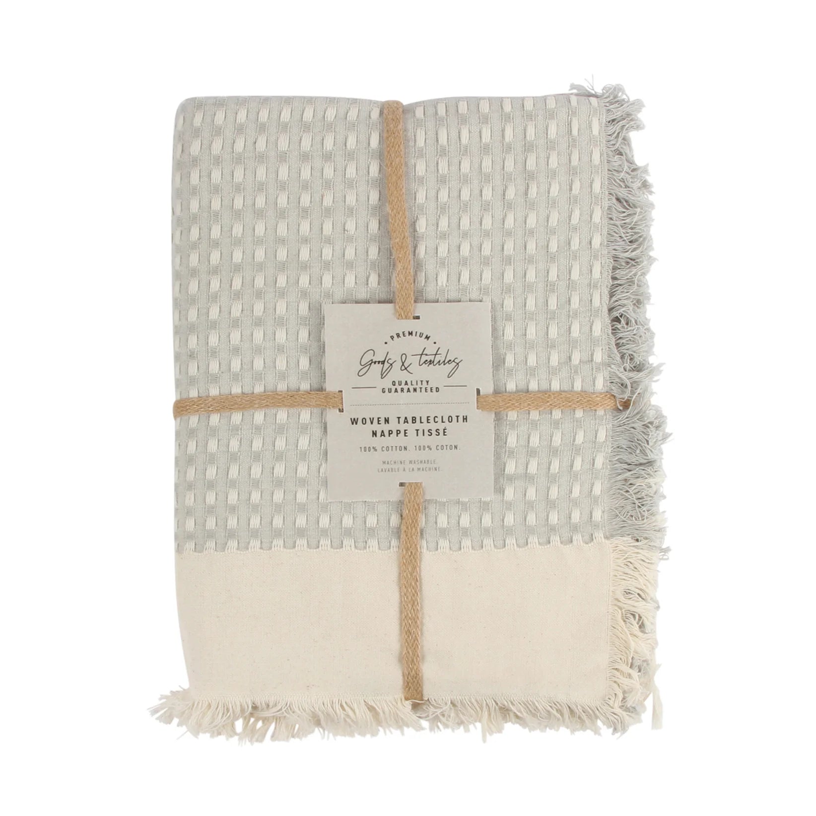 Nappe rectangulaire Beige à frange 60 x 90 po