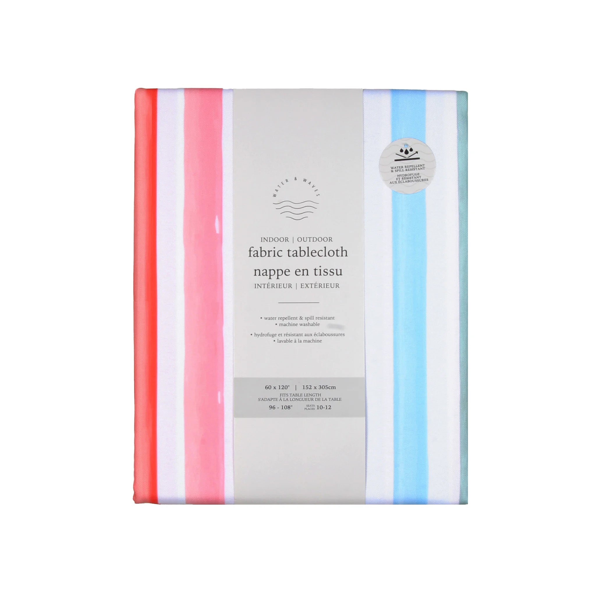 Nappe rectangulaire hydrofuge Rayures multicolores Grandeurs variées