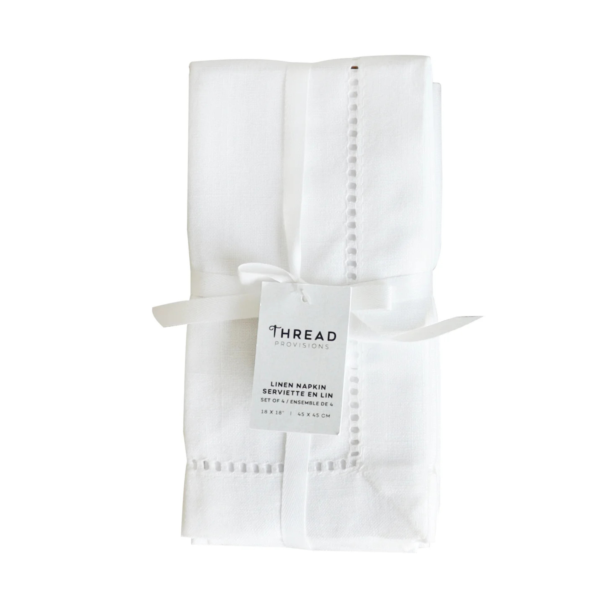 Ensemble de 4 serviettes blanches 18x18"