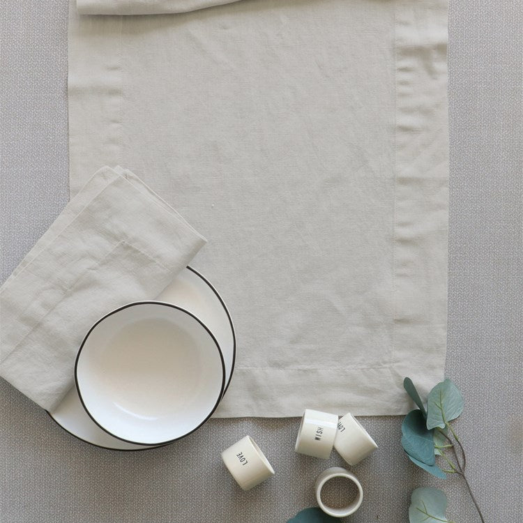 Chemin de table en lin Beige 16 x 72 po