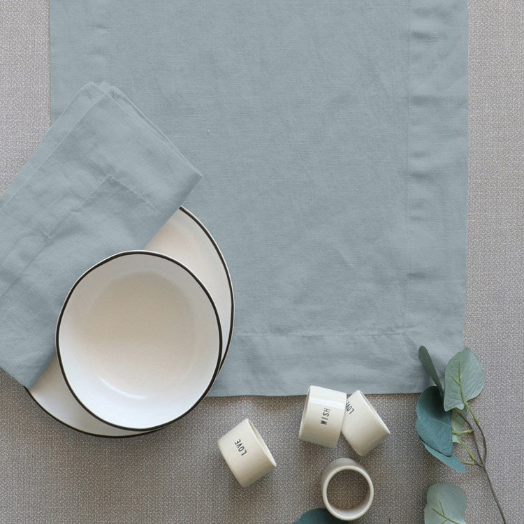 Chemin de table en lin Bleu 16 x 72 po