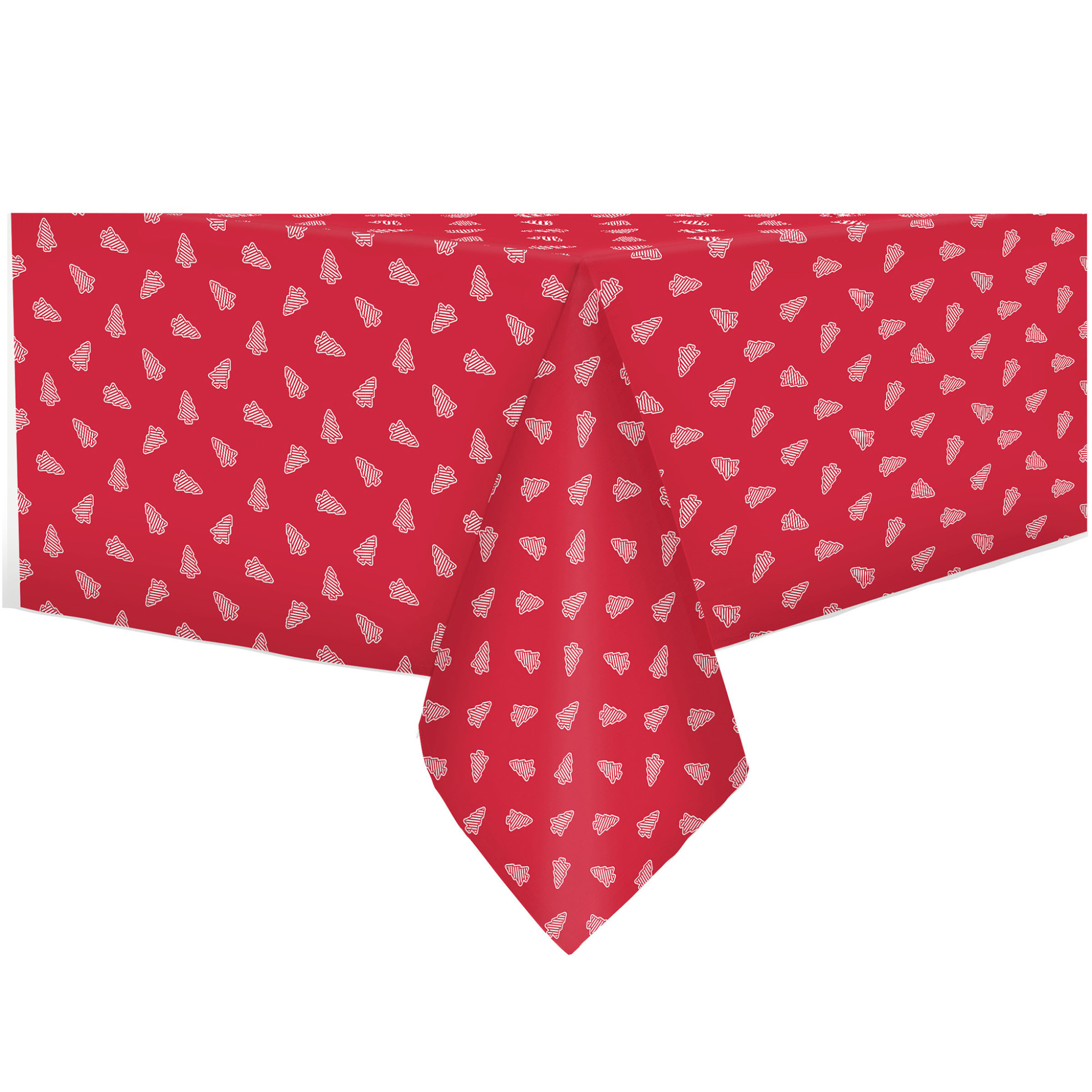 Nappe rectangulaire rouge à motifs de sapins 60 x 84 po