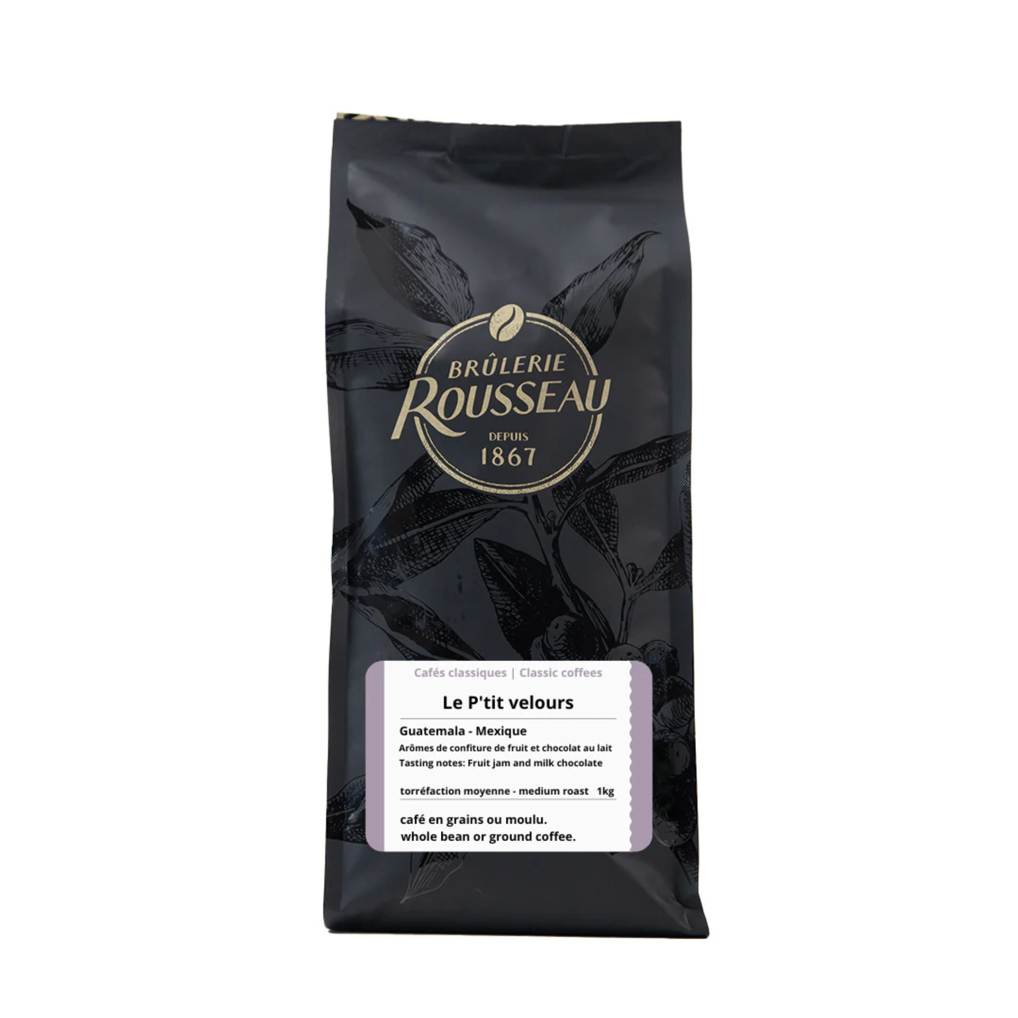 Café en grains Le P'tit Velours 1kg - Brûlerie Rousseau