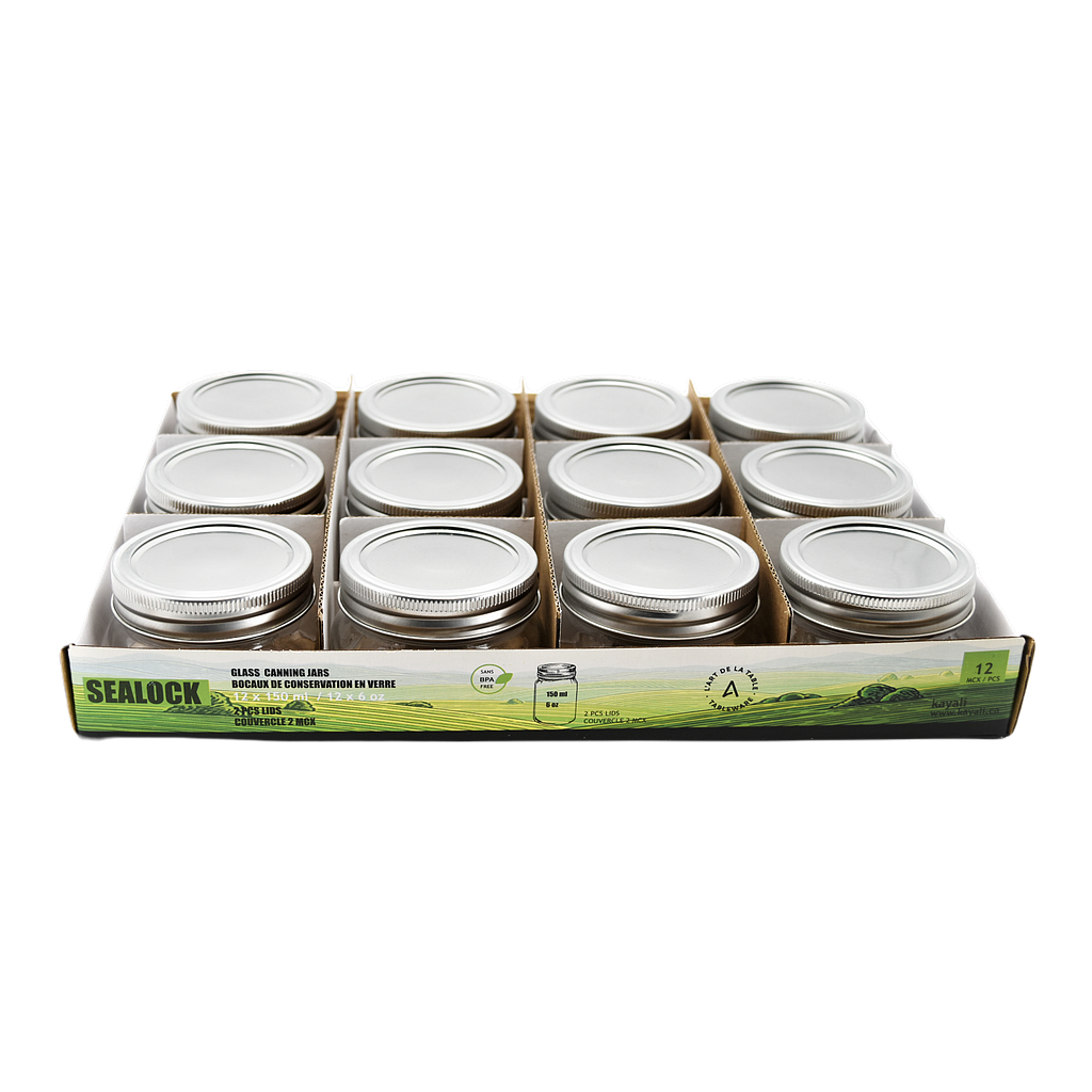 Ensemble de 12 pots Mason avec couvercles 150ml