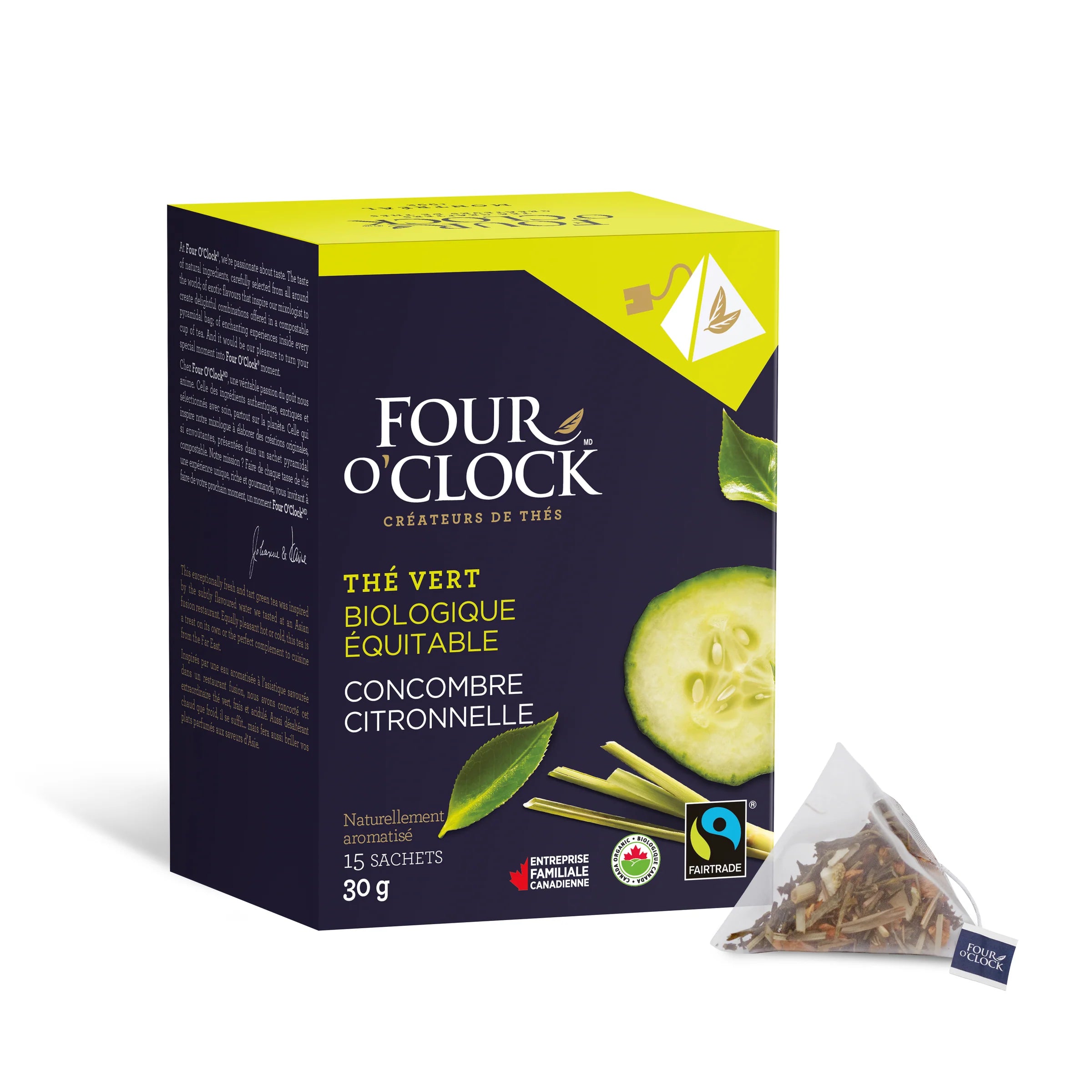 Organic Green Tea Cucumber &amp; Lemongrass 15 bags - Four o'clock