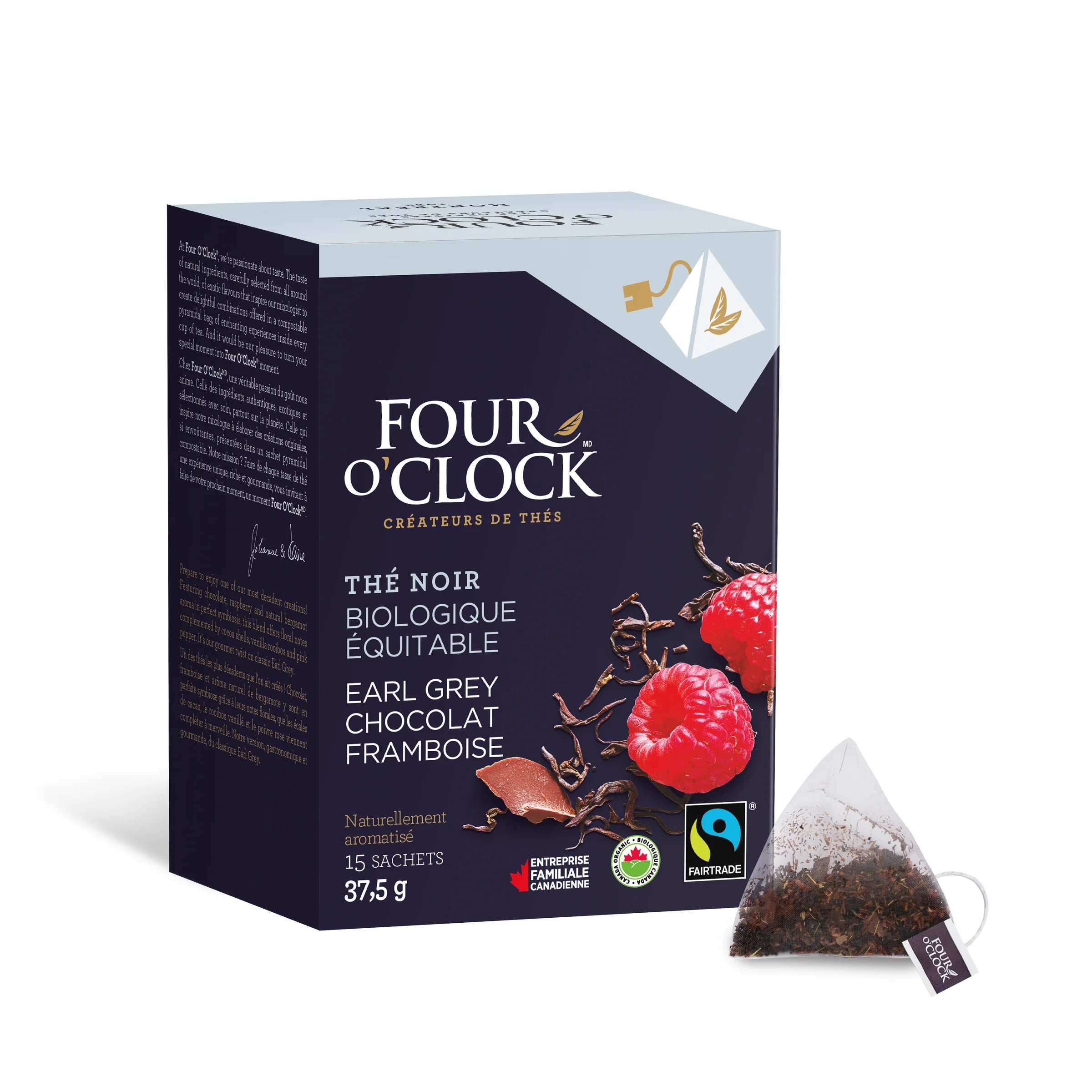 Organic Earl Grey Black Tea Chocolate &amp; Raspberry 15 Bags - Four o'clock