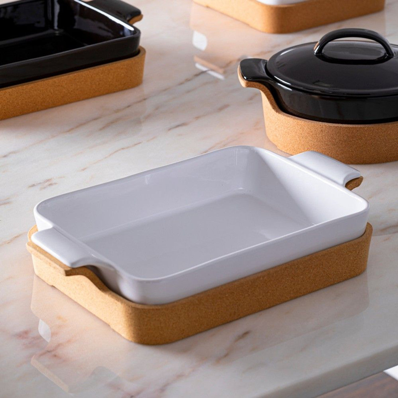 Rectangular Baking Dish Set with Lid White