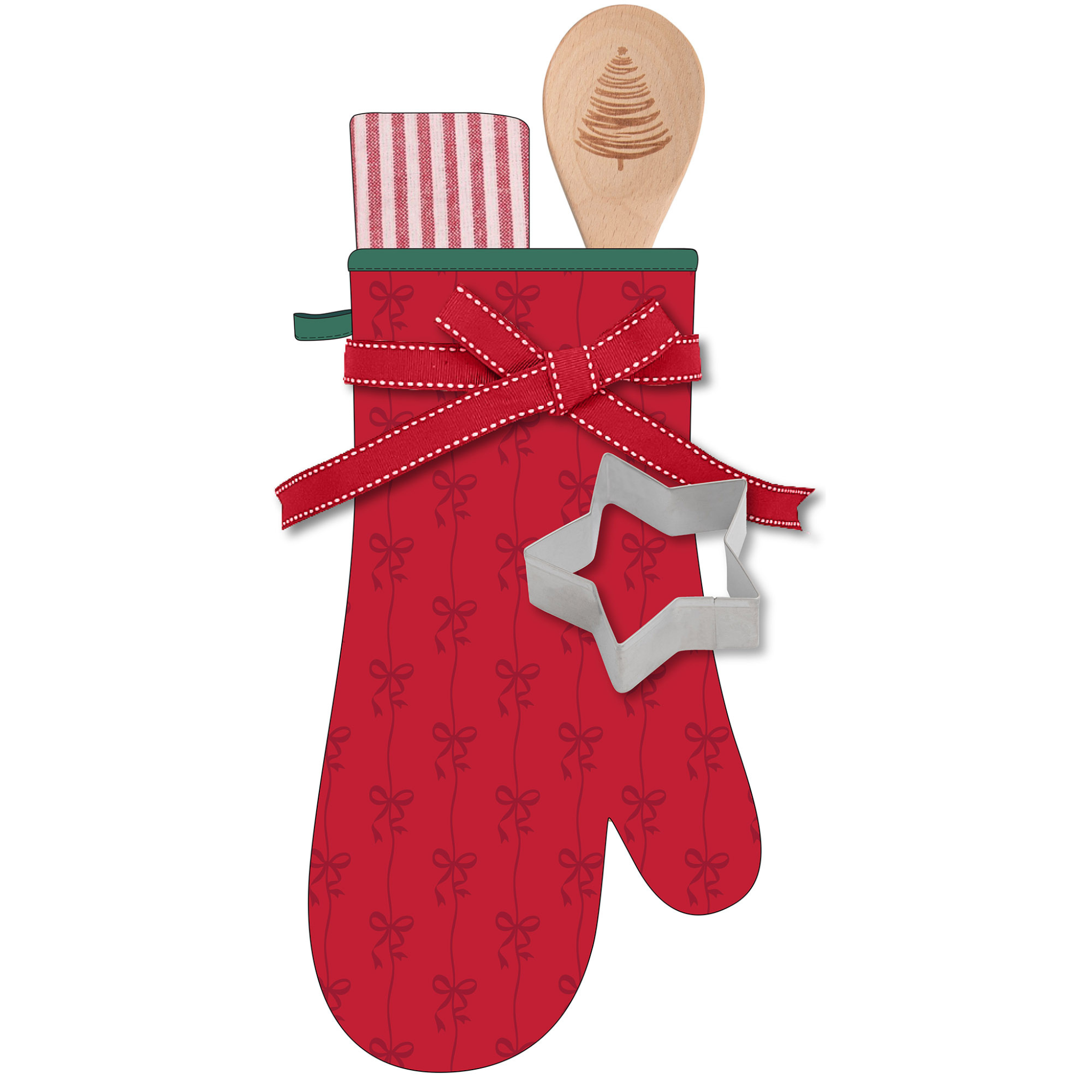 Ensemble cadeau de cuisine 4 pièces à motifs de boucles