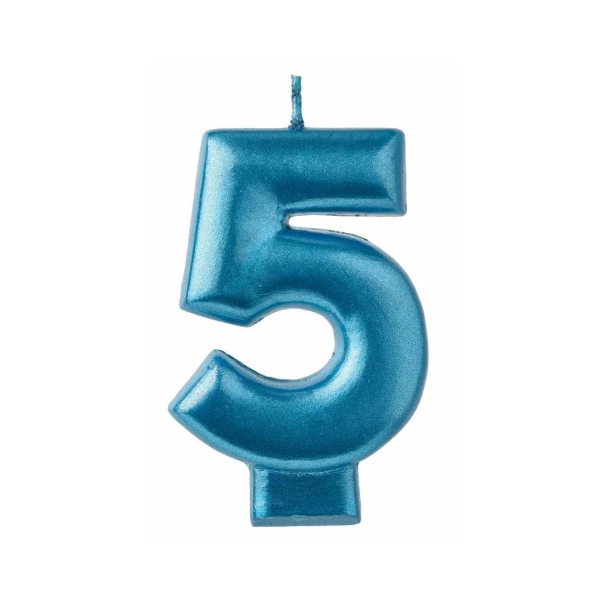 Bougie métallique Bleue chiffre 5