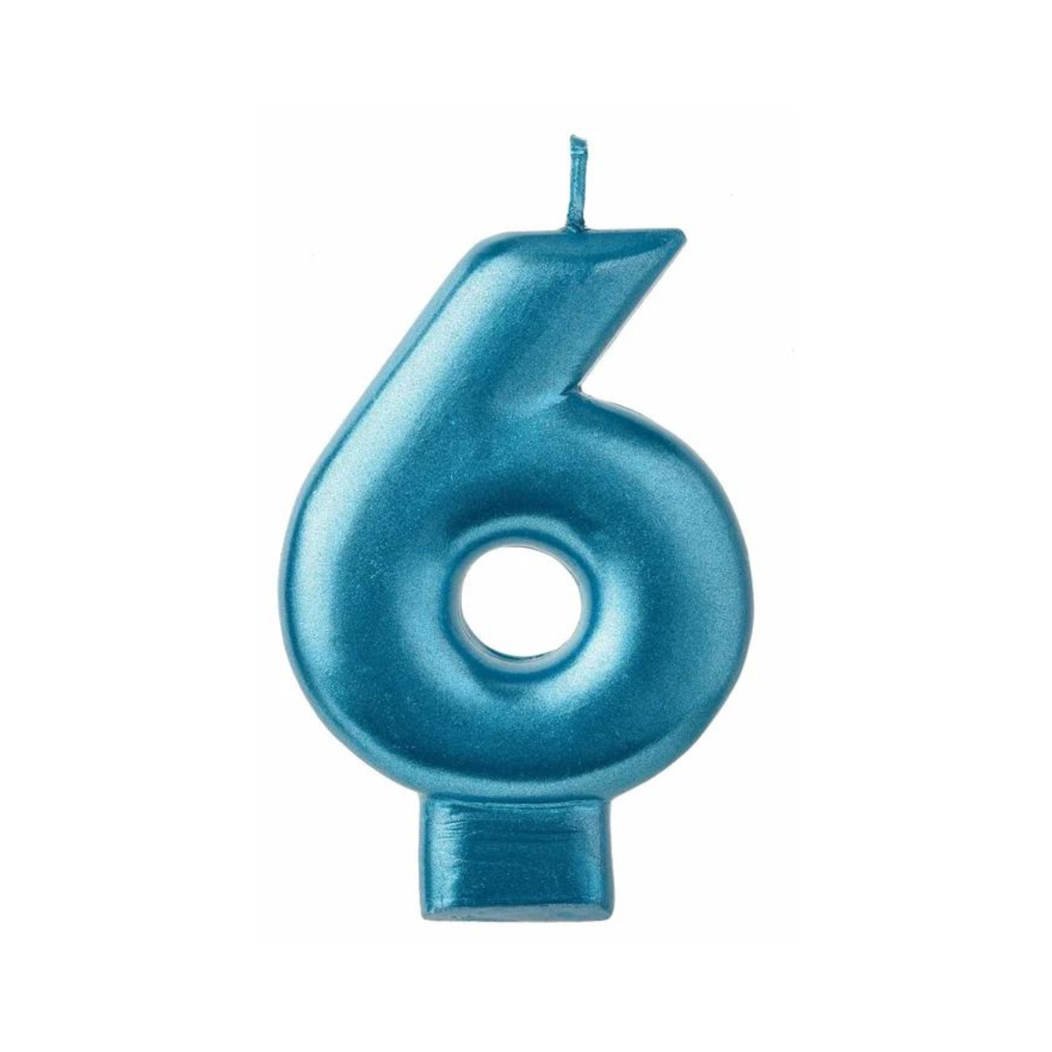 Bougie métallique Bleue chiffre 6