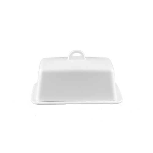 White porcelain butter dish with lid 