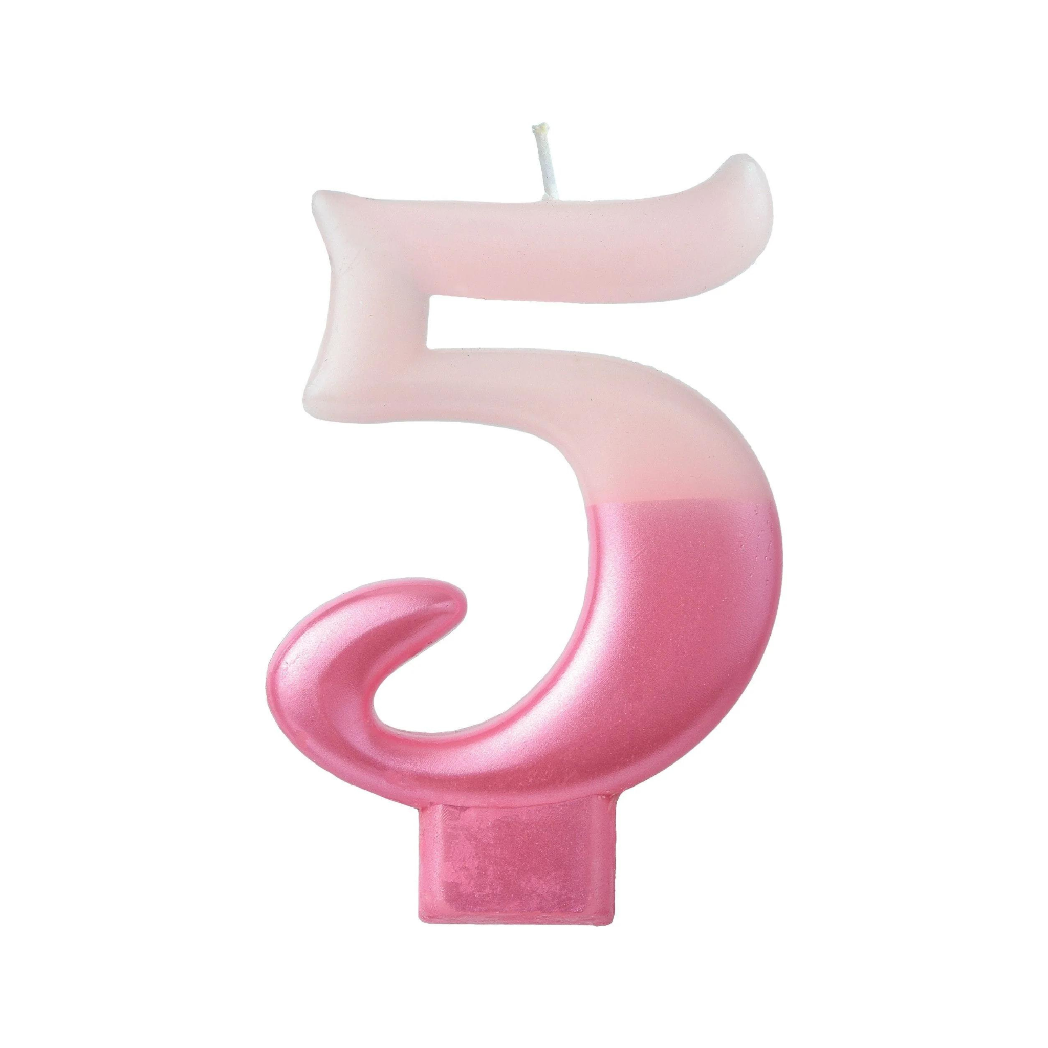 Bougie Rose chiffre 5
