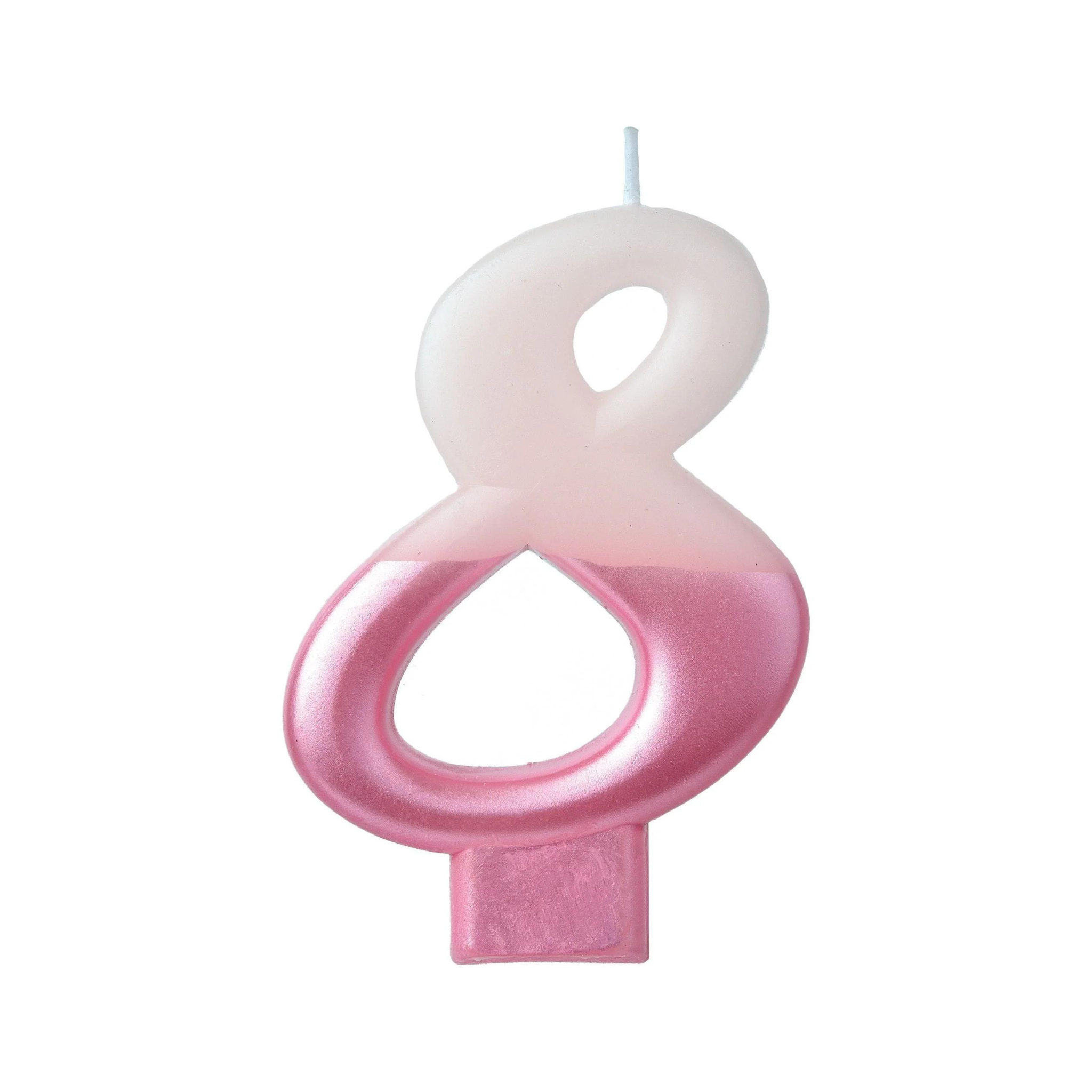 Bougie Rose chiffre 8