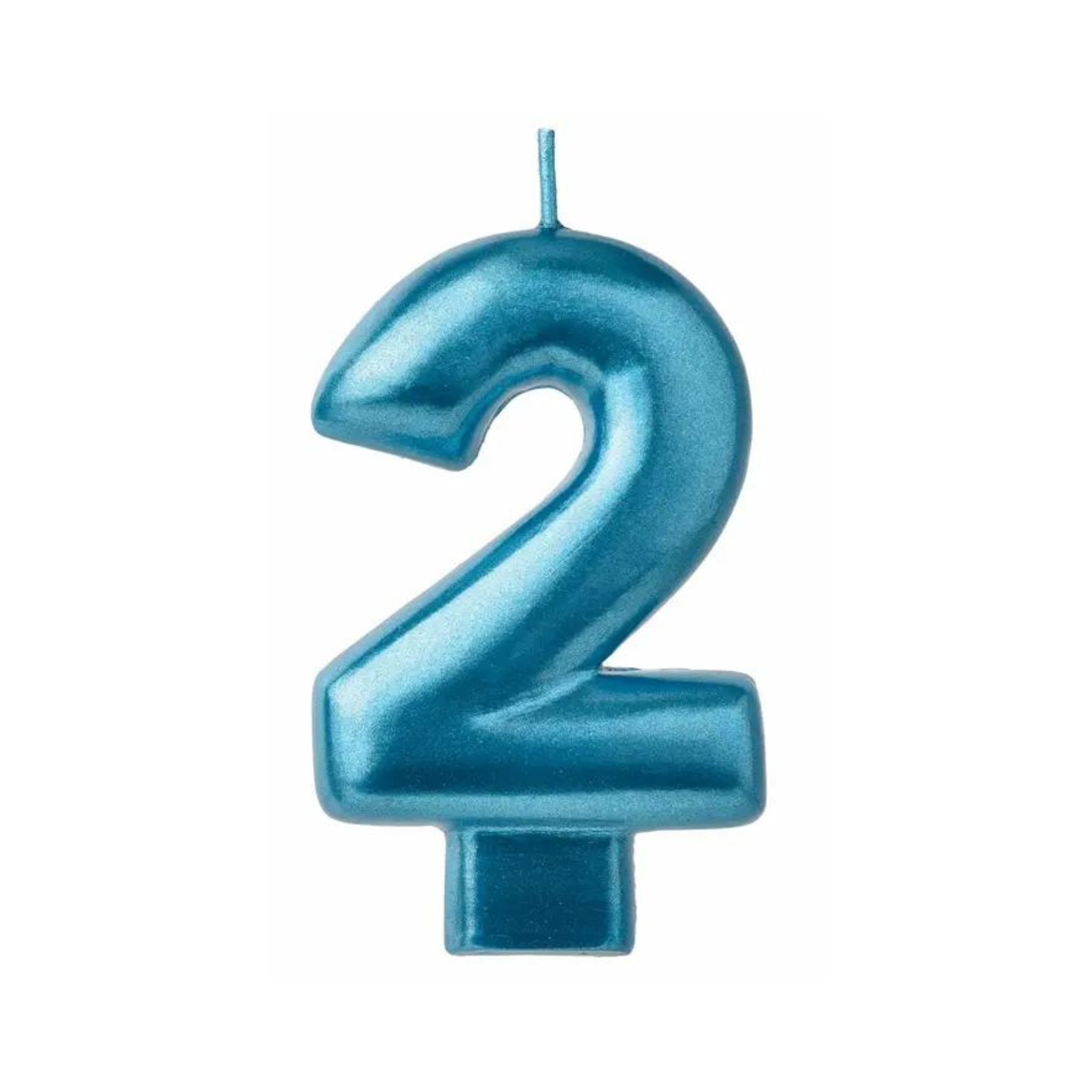 Bougie métallique Bleue chiffre 2
