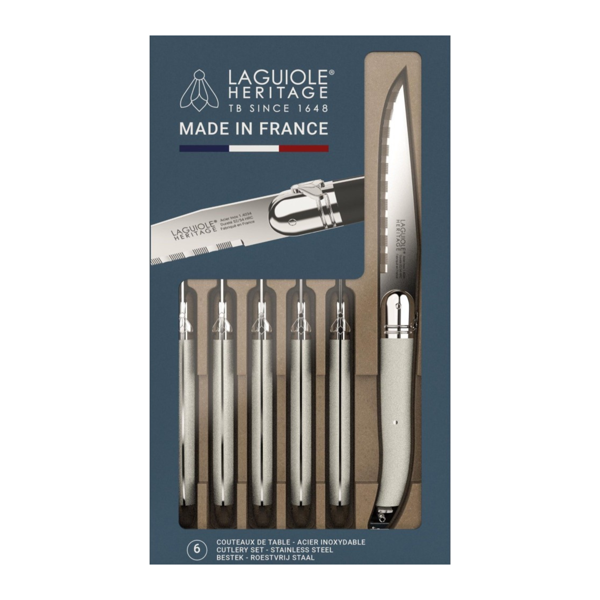 Ensemble de 6 couteaux à steak Heritage blanc - Laguiole