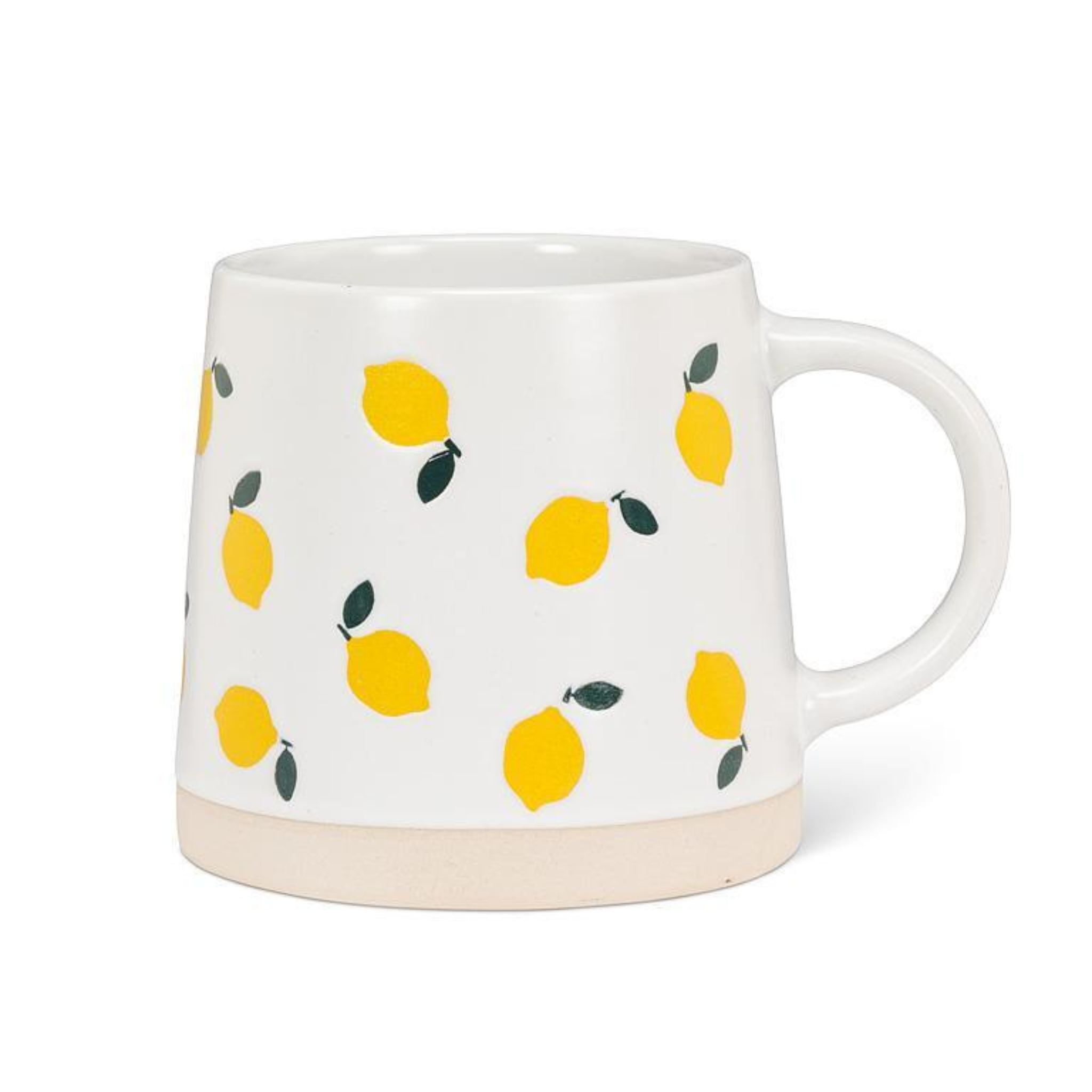 tasse en grès citrons vue complète fond ivoire
