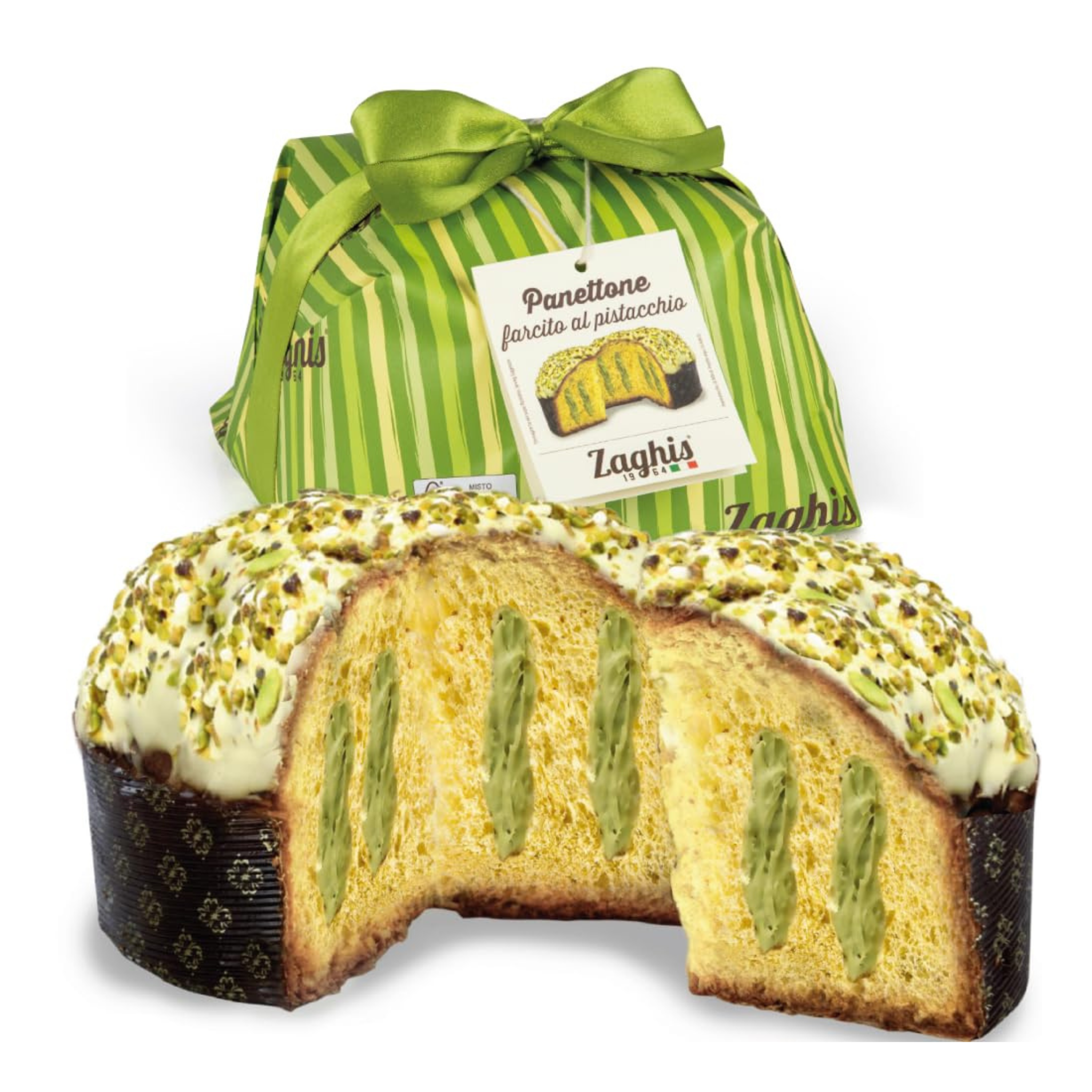 Panettone artisanal à la crème de pistache 800 g – Zaghis