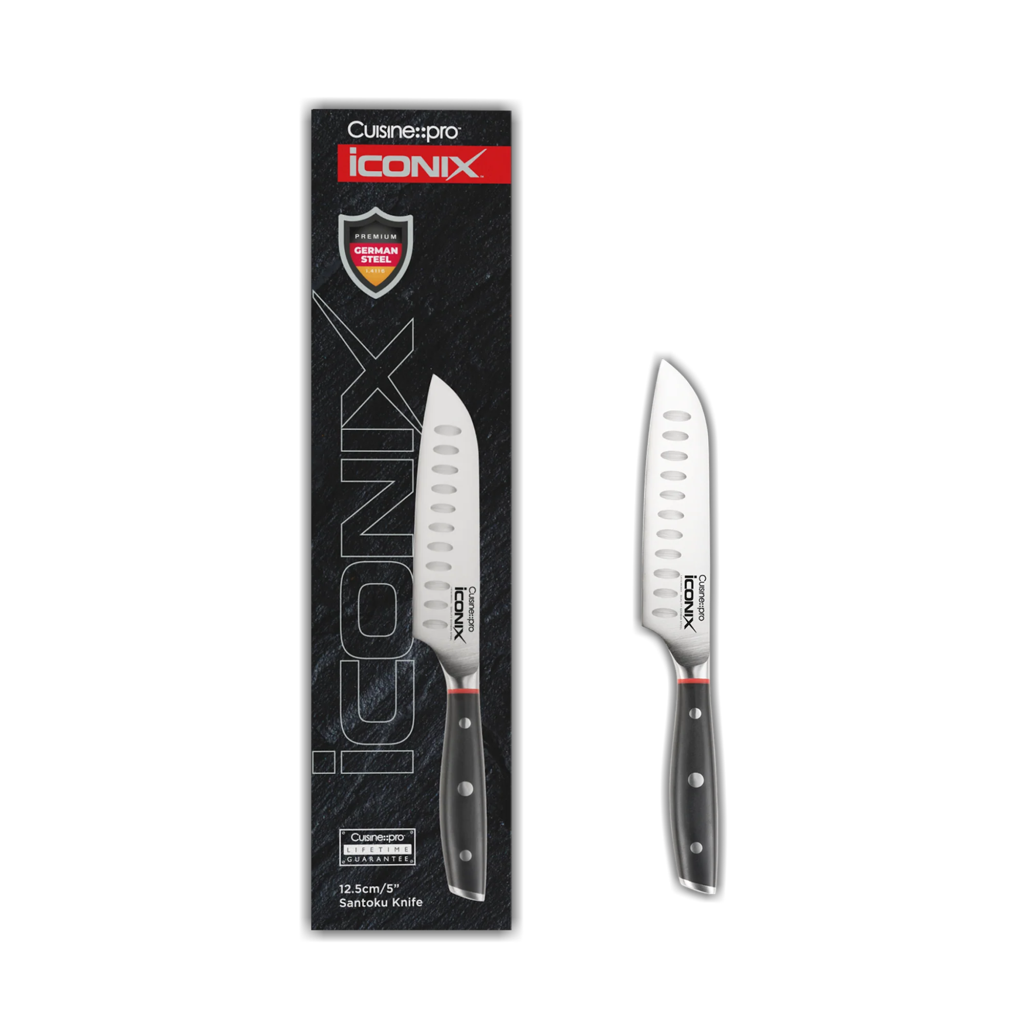 couteau santoku iconiX™ 12,5 cm acier inoxydable vue complète