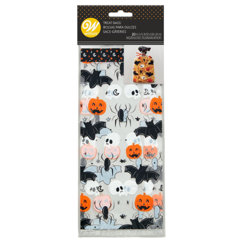 Ensemble de 20 sacs à friandises chauve-souris, crâne, araignée et citrouille - Wilton