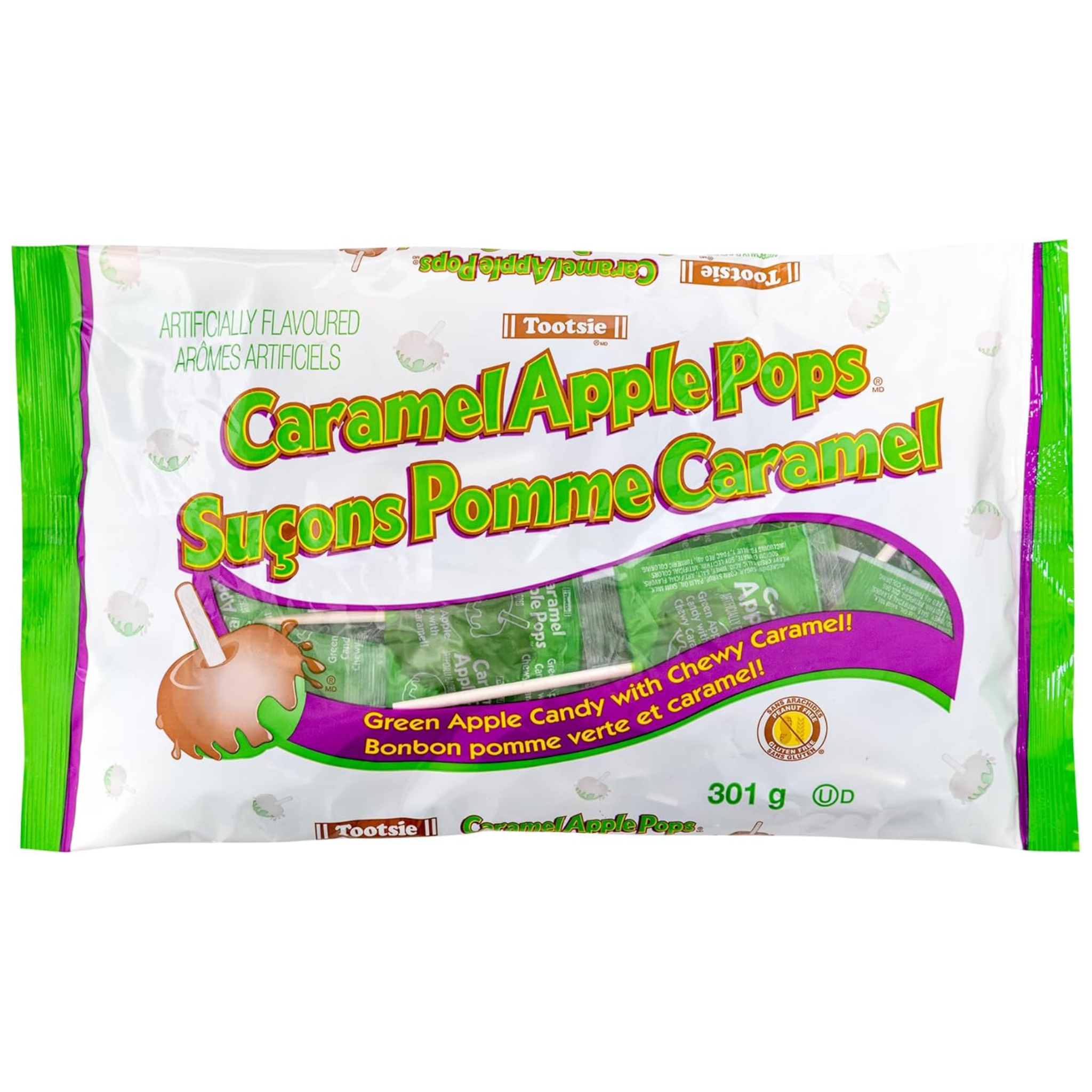 Sucettes à la pomme verte et caramel 301g