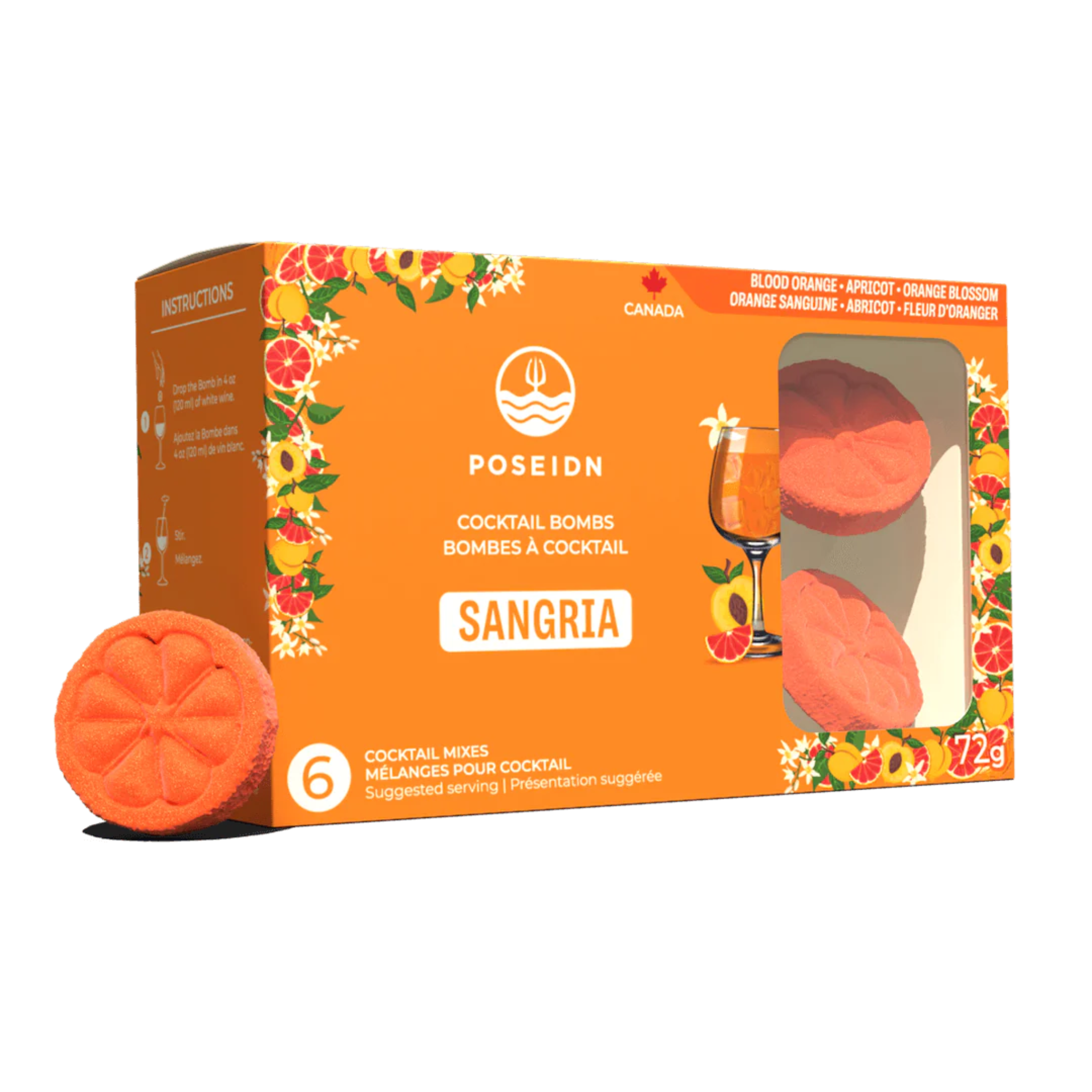 Set of 6 Sangria, Blood Orange, Apricot and Orange Blossom Cocktail Bombs – Poseidn