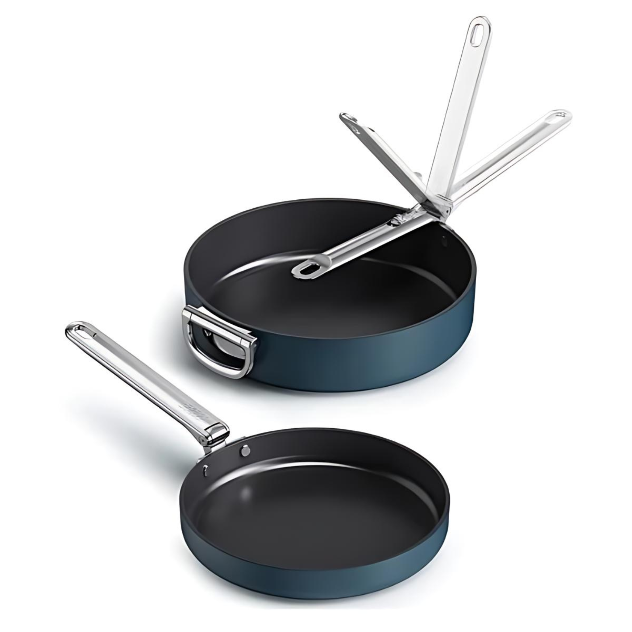 Ensemble de poêles 2 pièces avec poignées pliables – Joseph Joseph