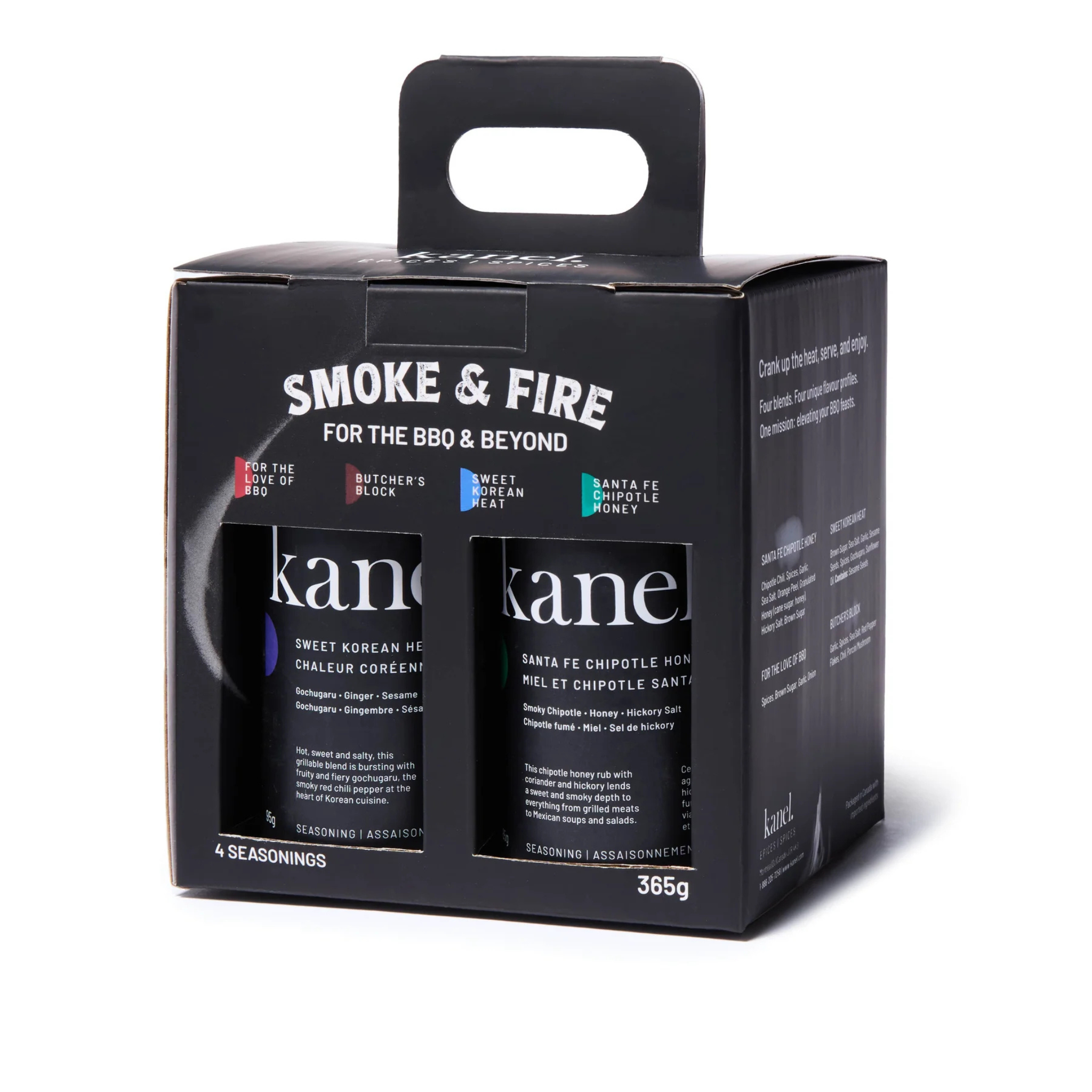 Set of 4 Smoke &amp; Fire Spice Blends 365g - Kanel