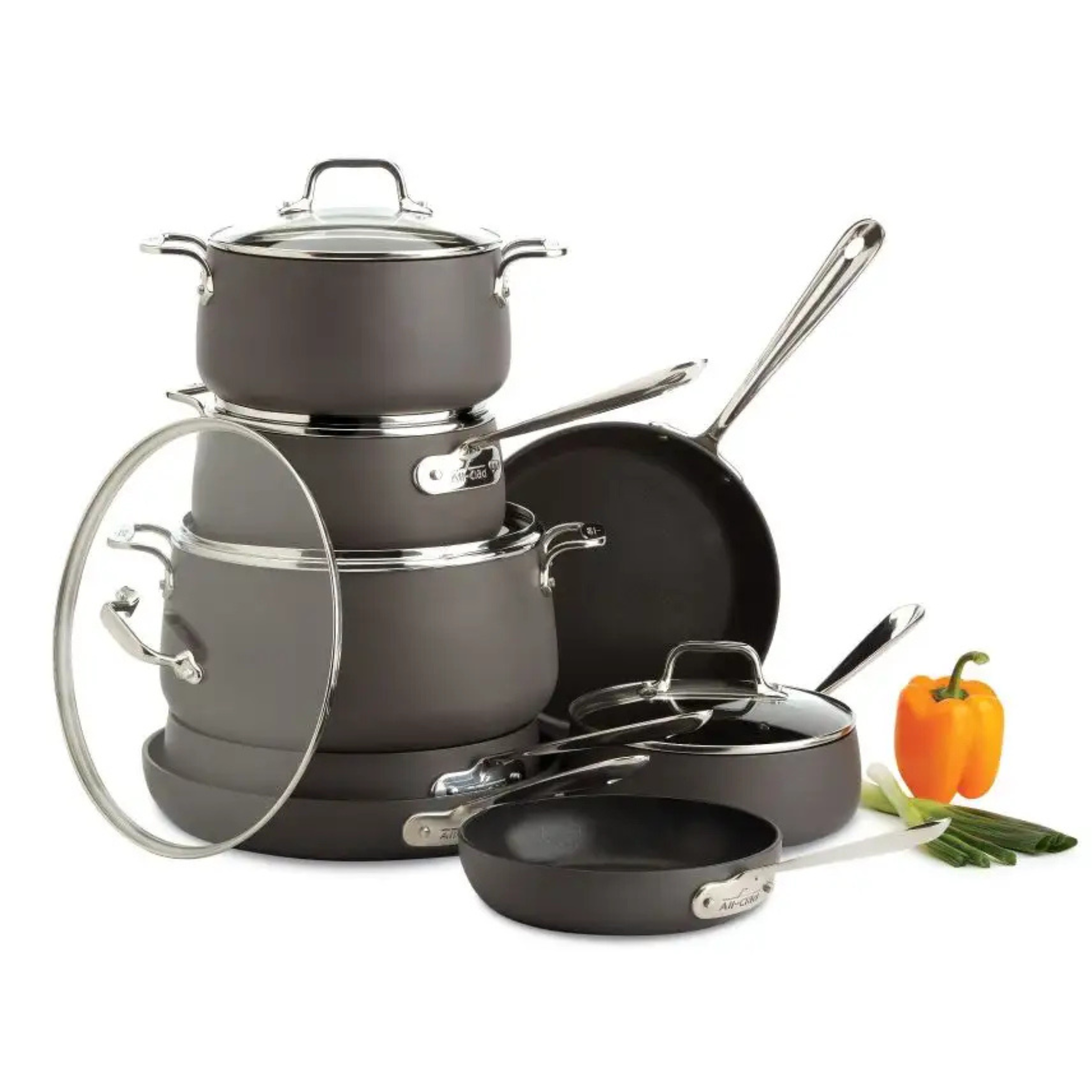 Batterie de cuisine antiadhésive en aluminium anodisé HA1 13 pièces – All-Clad