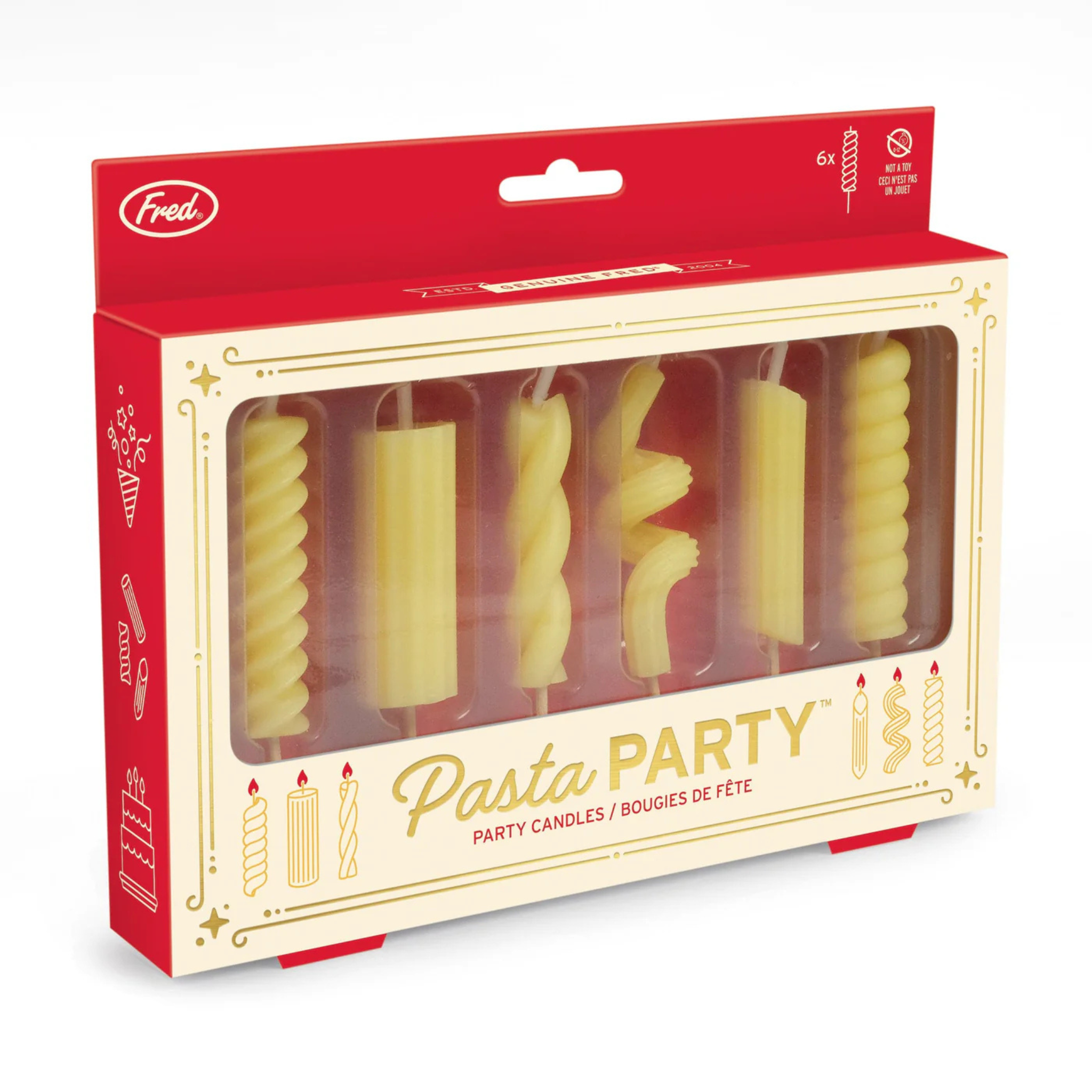 Ensemble de 6 bougies Pasta Party en forme de pâtes – Fred Fred