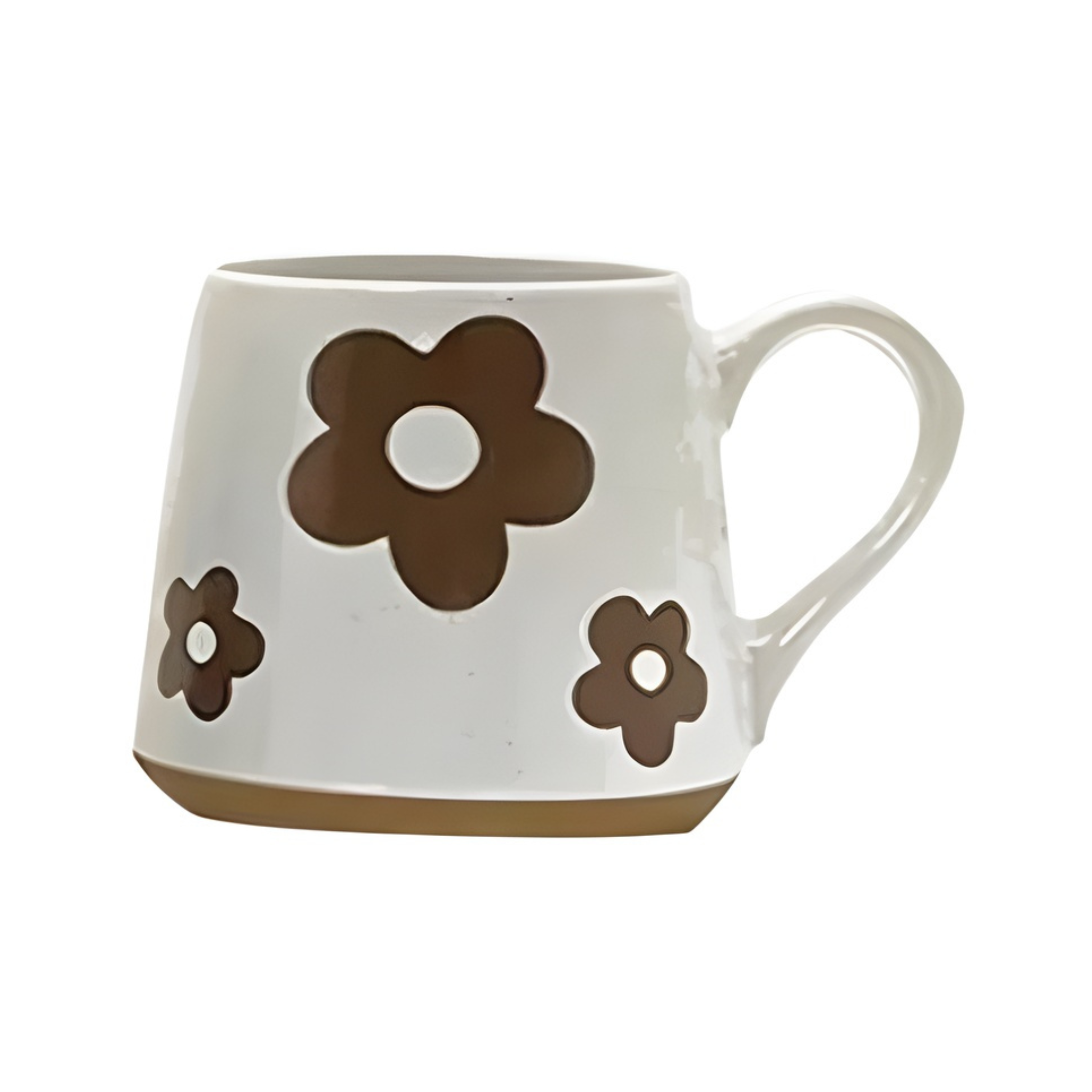 Tasse en céramique blanche avec fleurs brunes 473 ml – Koppers