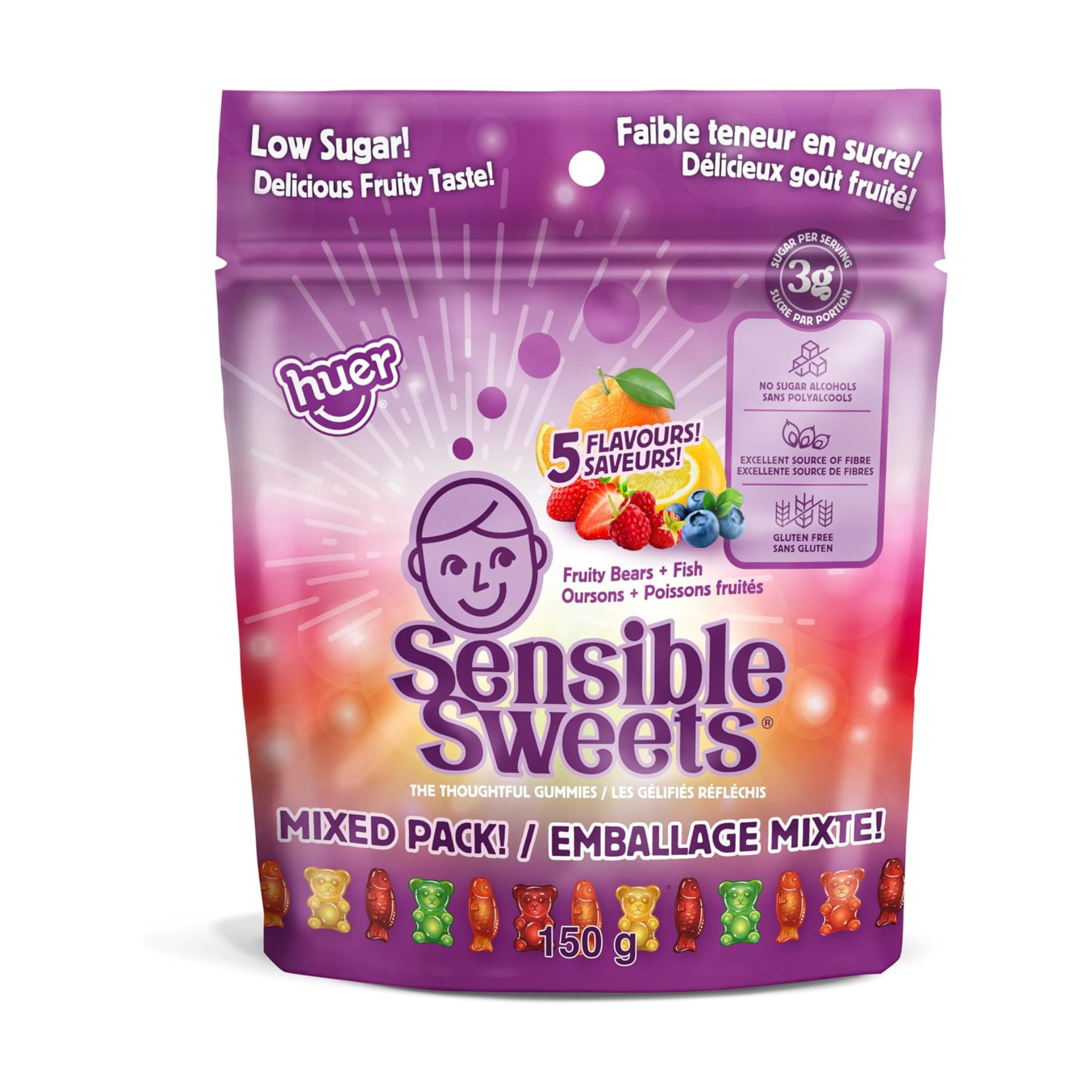 Sensible Sweets 5-Flavor Gummy Bear and Fish Candy Mix