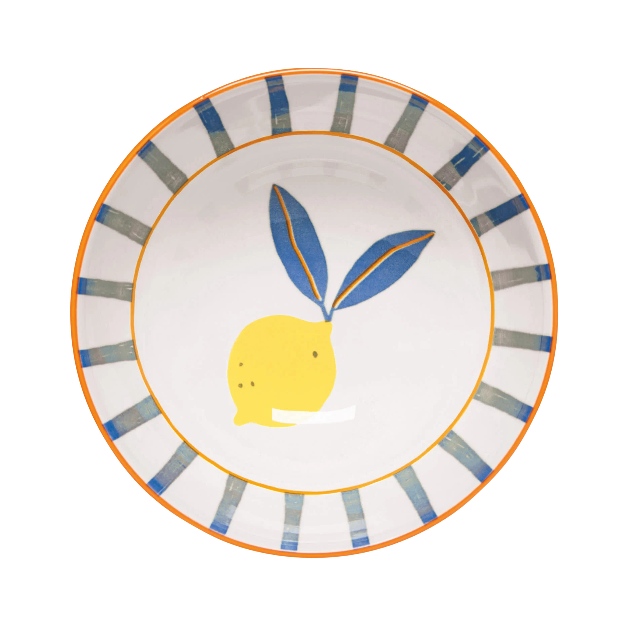 Bol rayé Bleu avec motif citron 4.5" - Danica